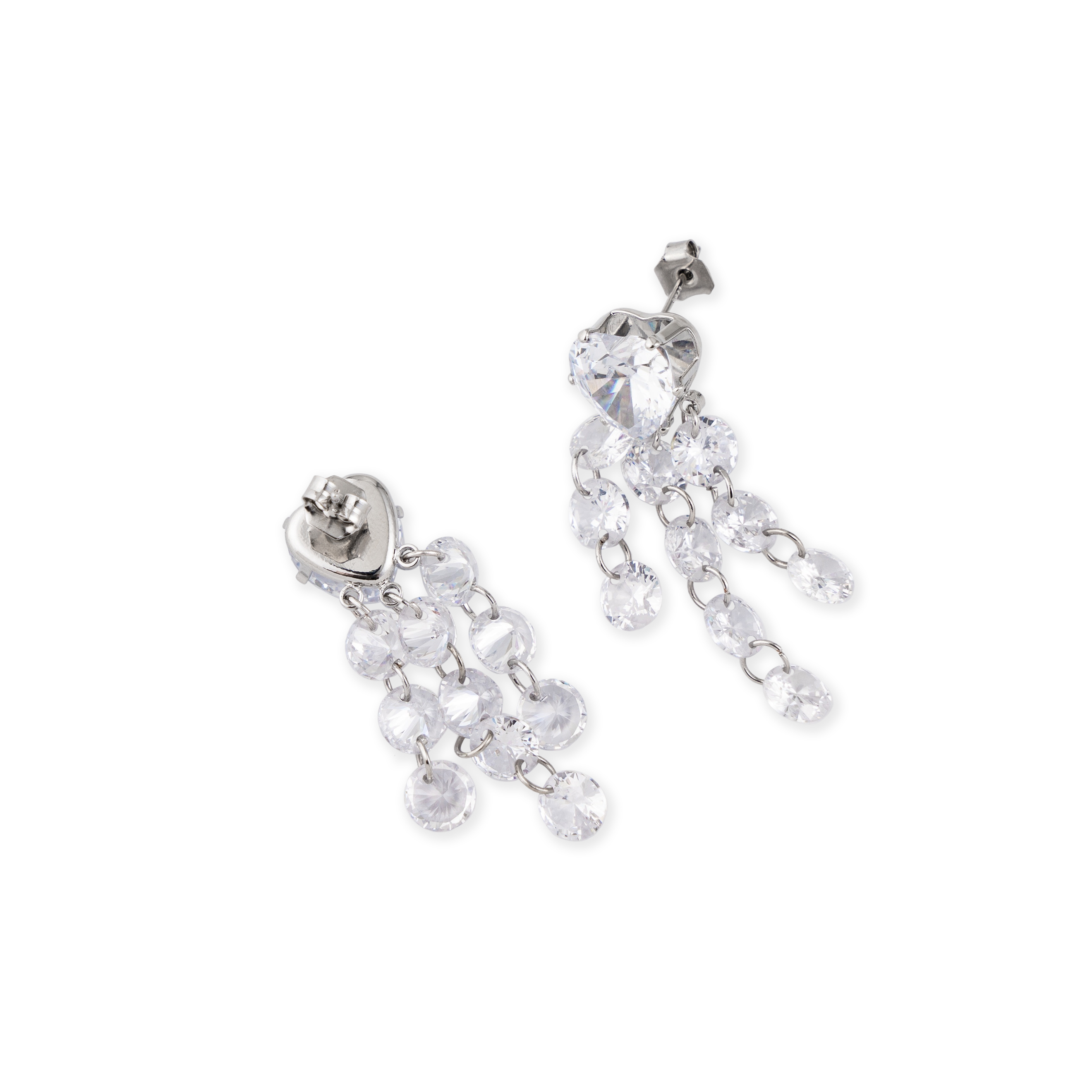 Heart Earrings with crystal pendants