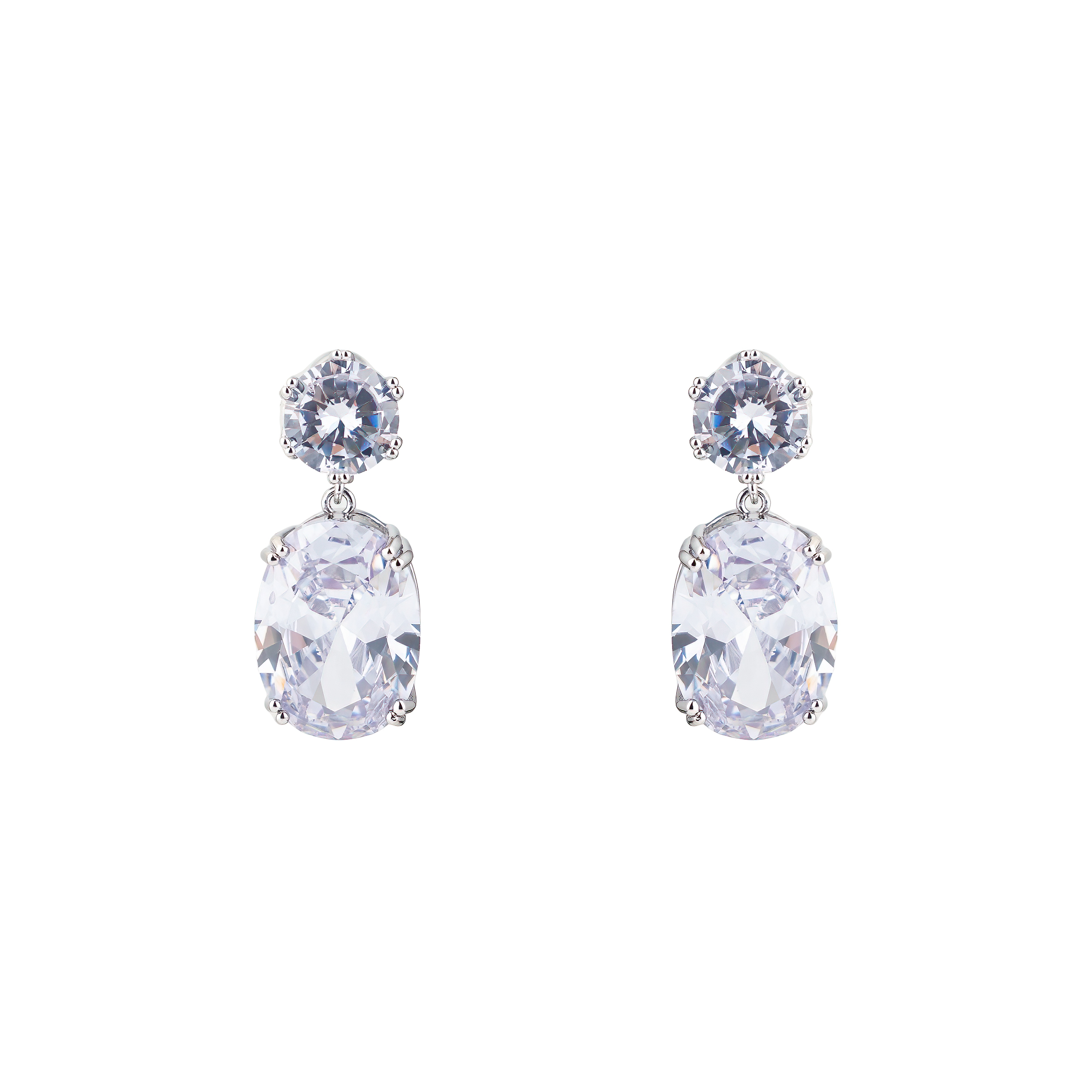Double earrings with oval crystals