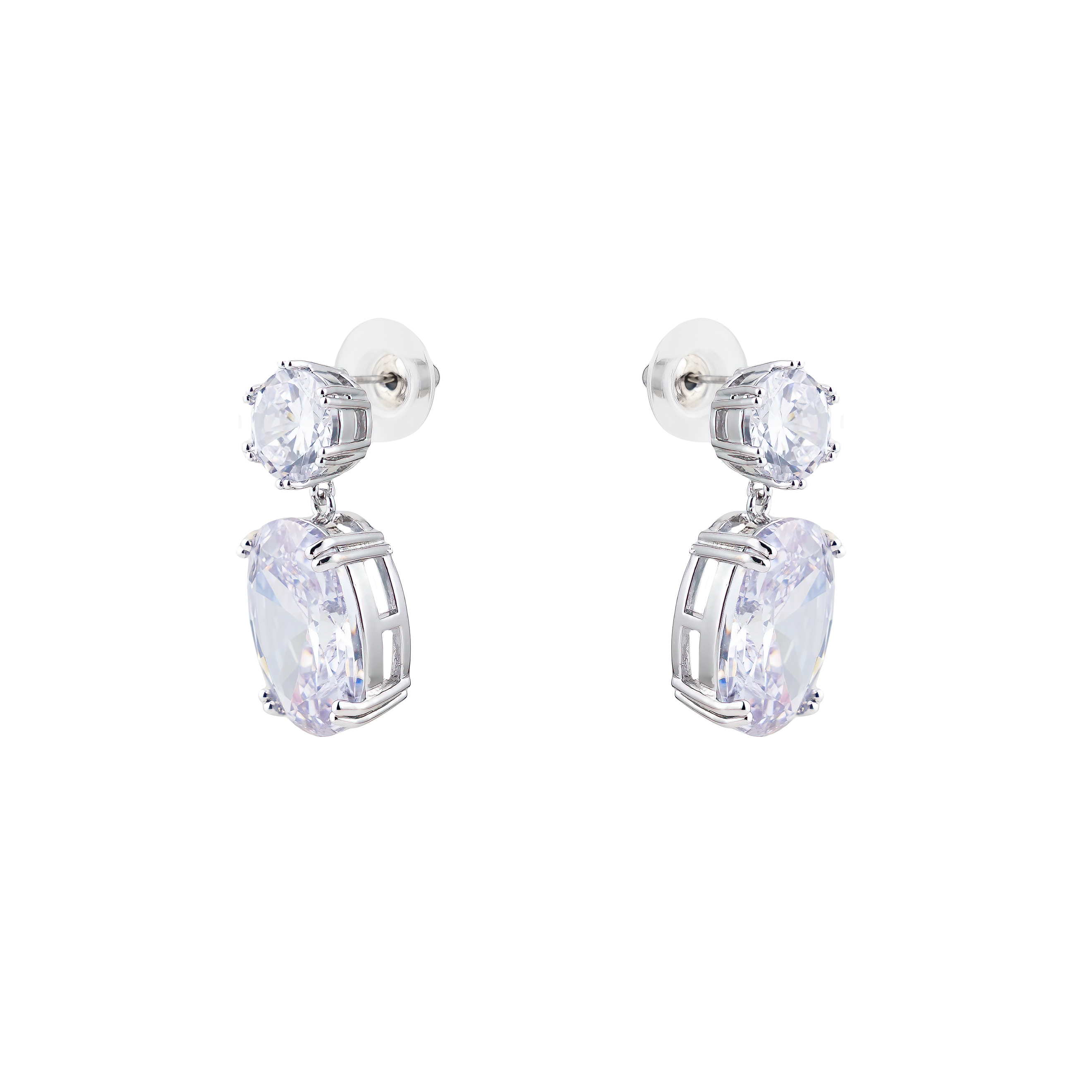 Double earrings with oval crystals