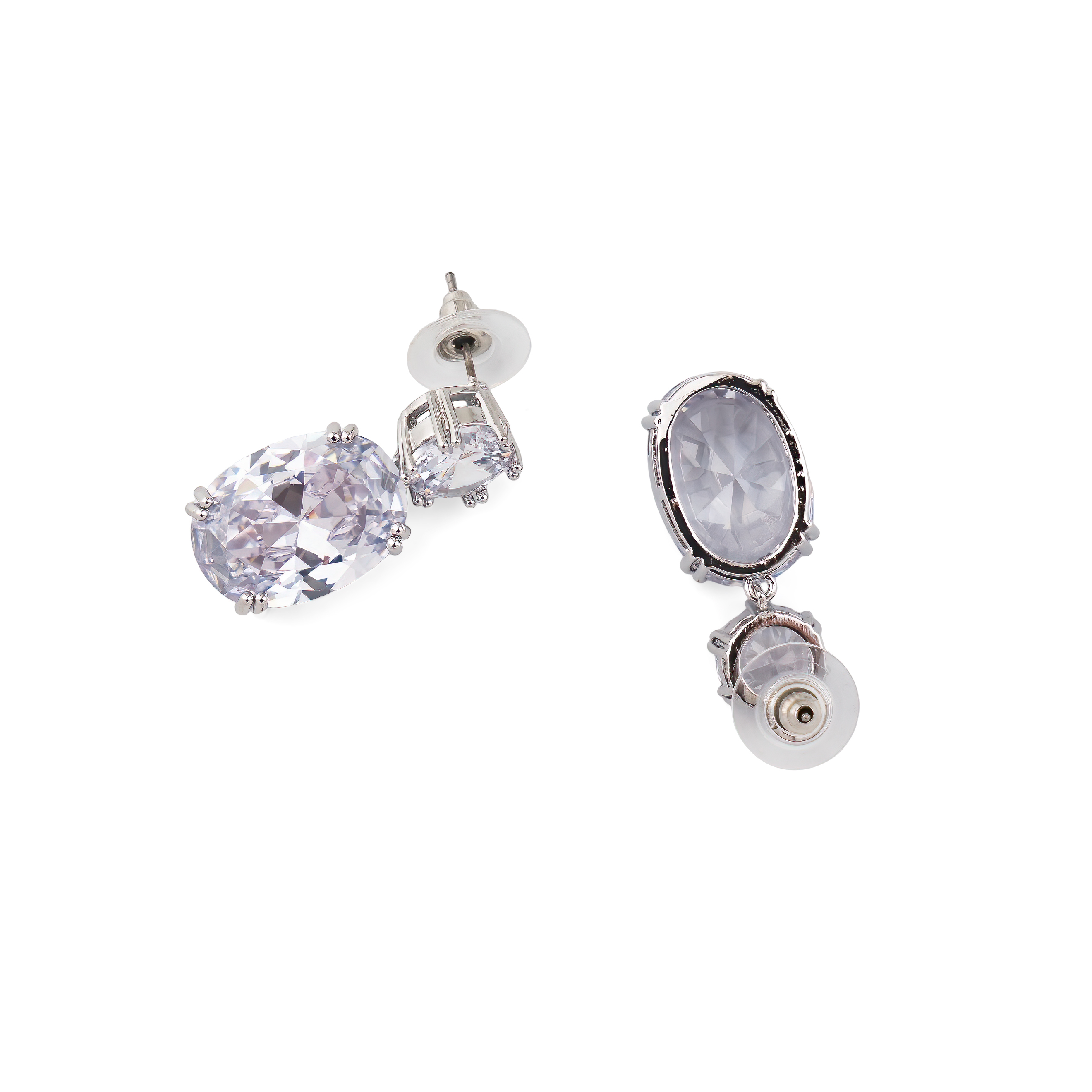 Double earrings with oval crystals