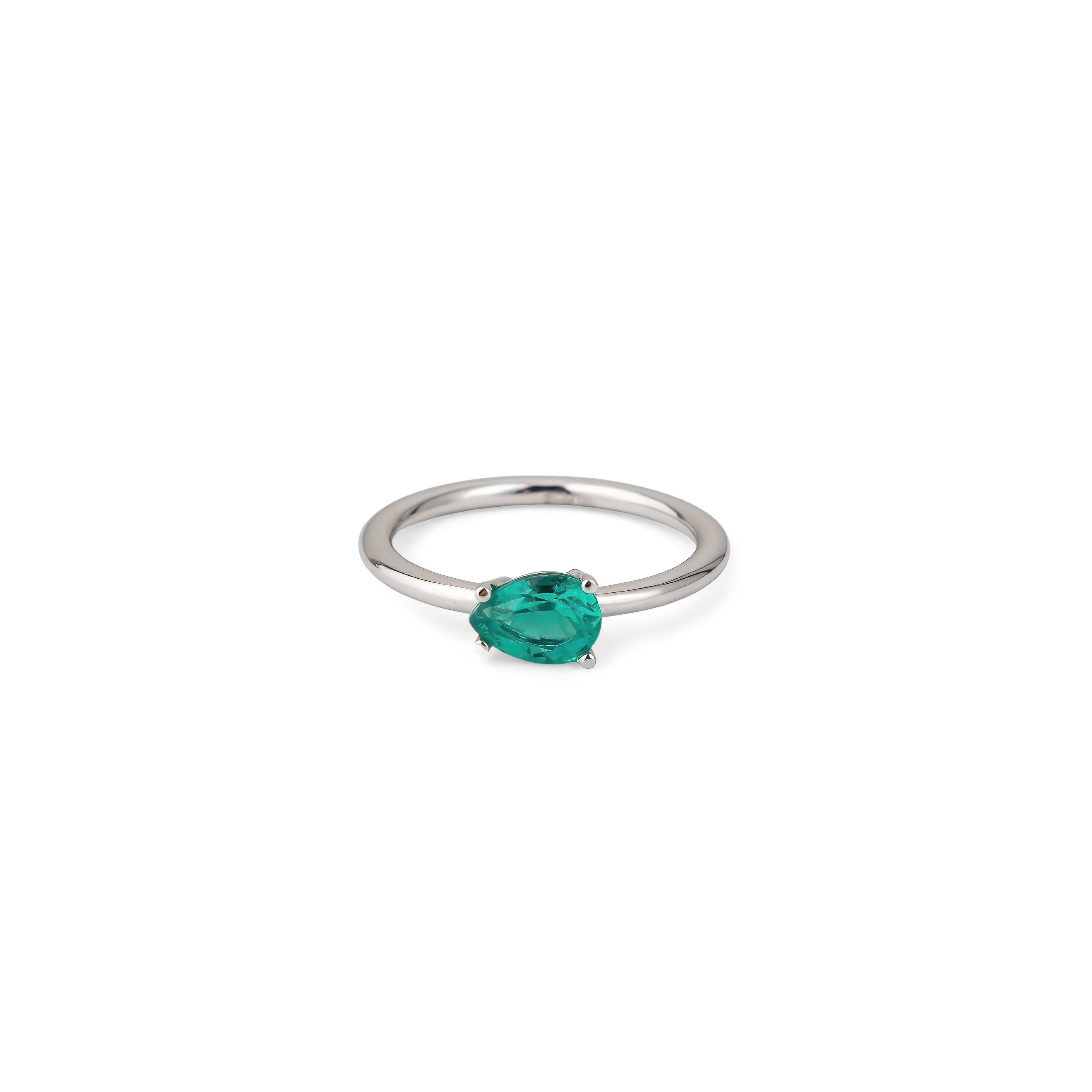 Кольцо из белого золота «My Gem» с синтетическим изумрудом