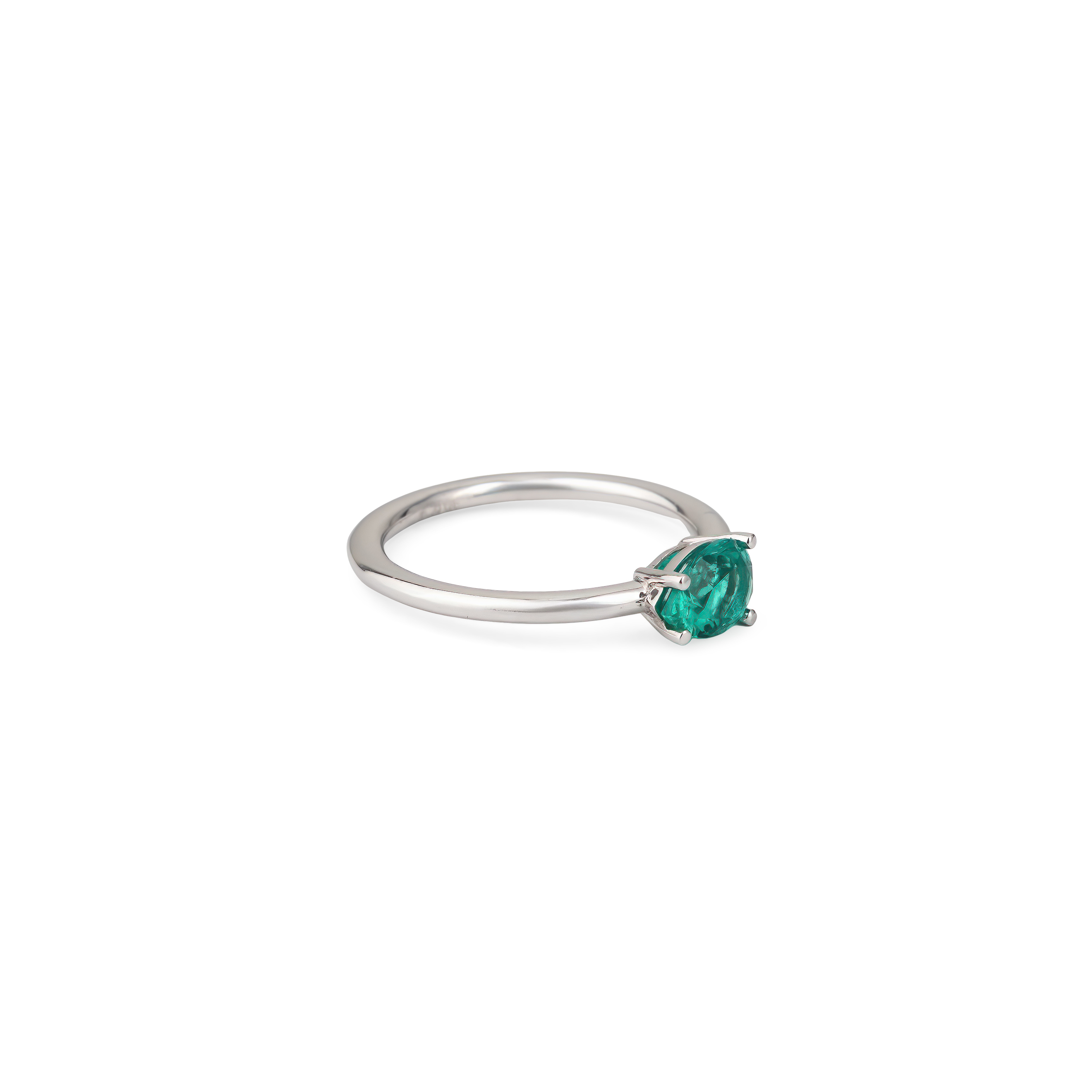 Кольцо из белого золота «My Gem» с синтетическим изумрудом