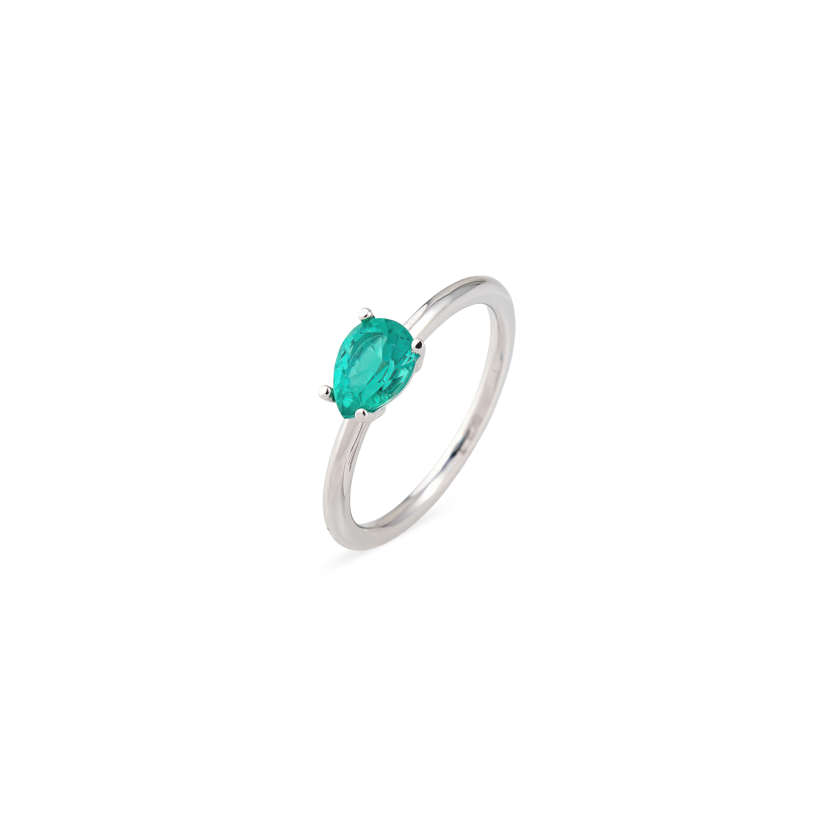 Кольцо из белого золота «My Gem» с синтетическим изумрудом