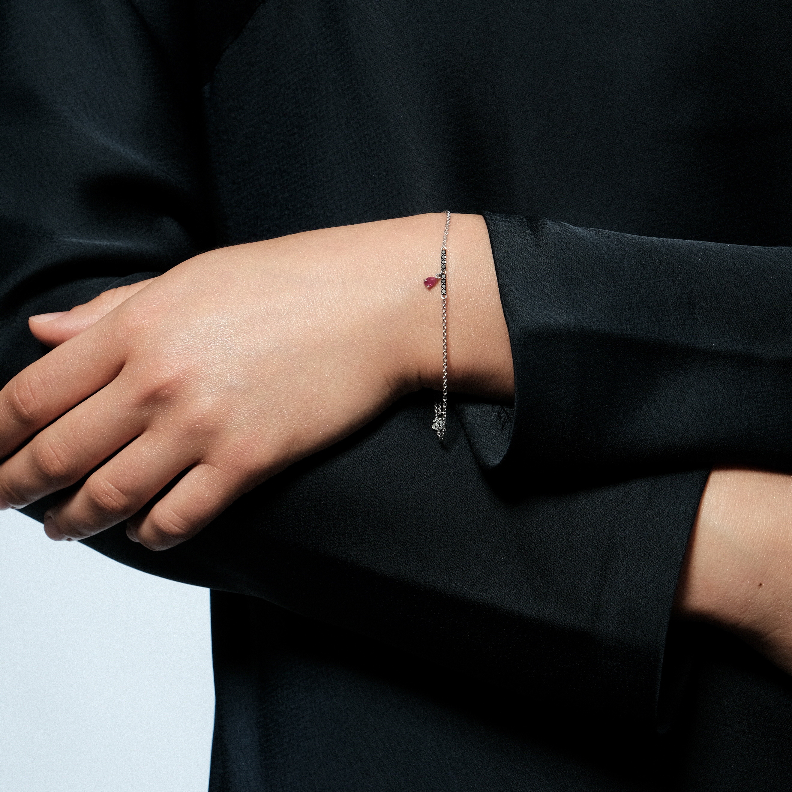 White gold bracelet with ruby and diamonds NIGHTSHADE