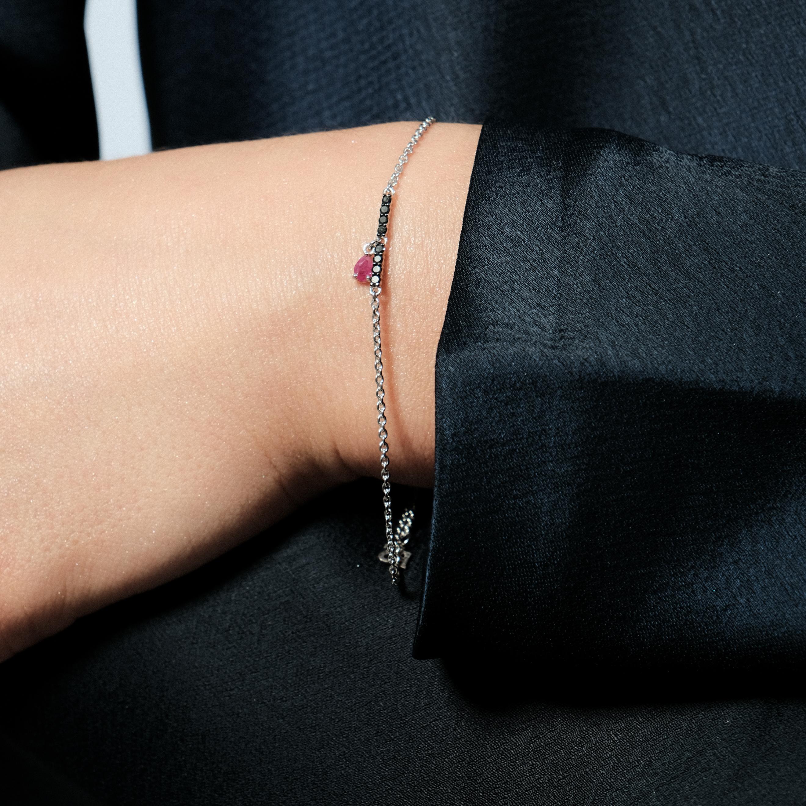 White gold bracelet with ruby and diamonds NIGHTSHADE