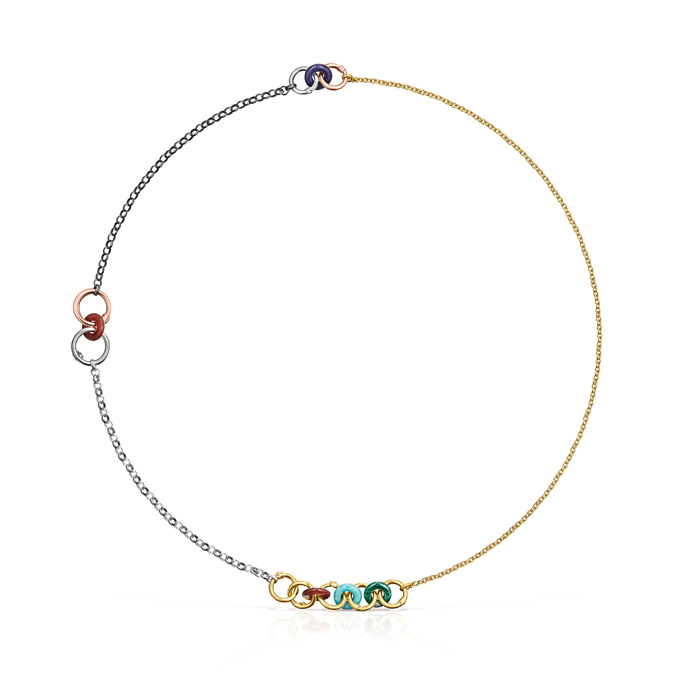 Длинное колье Hold Gems из серебра с полудрагоценными камнями