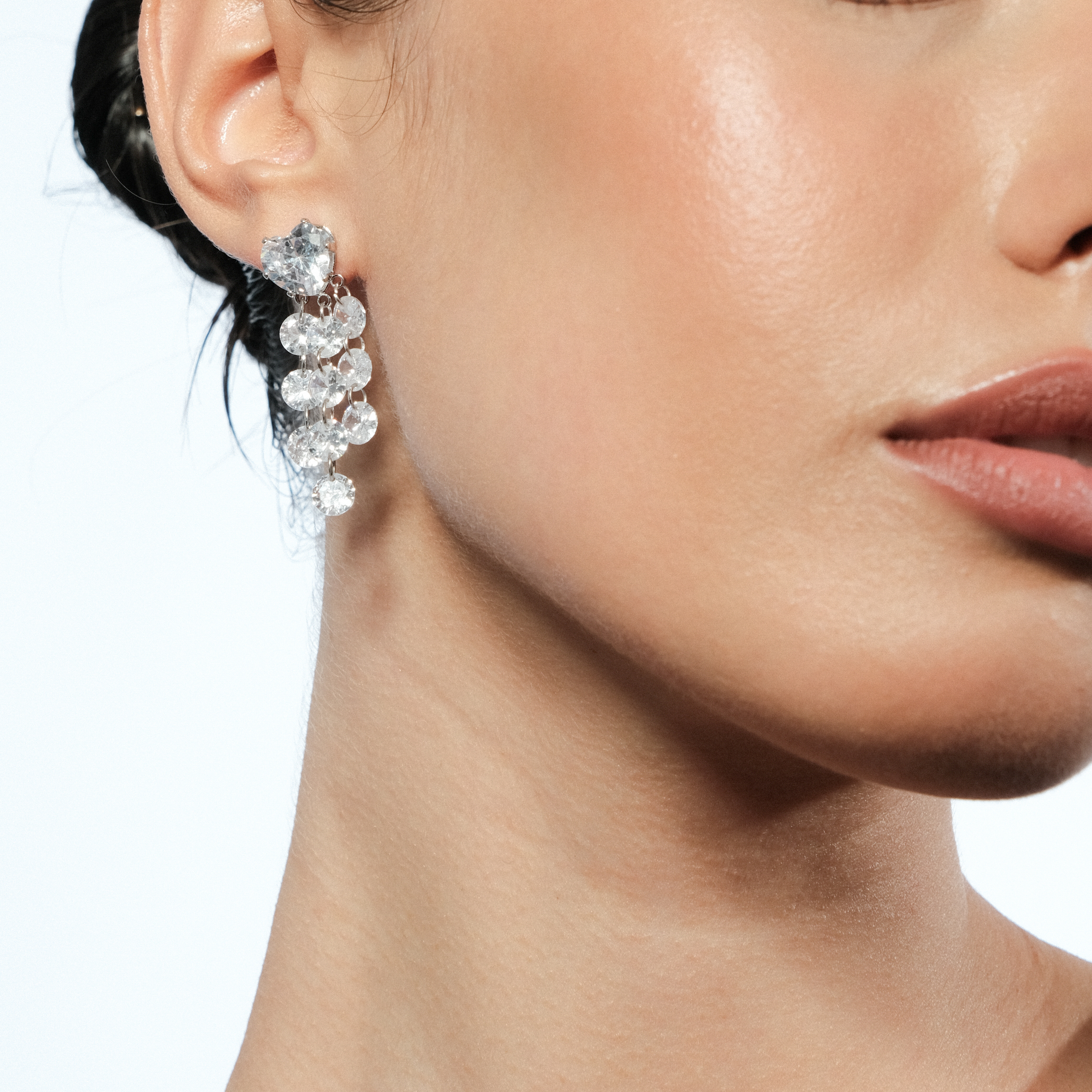 Heart Earrings with crystal pendants