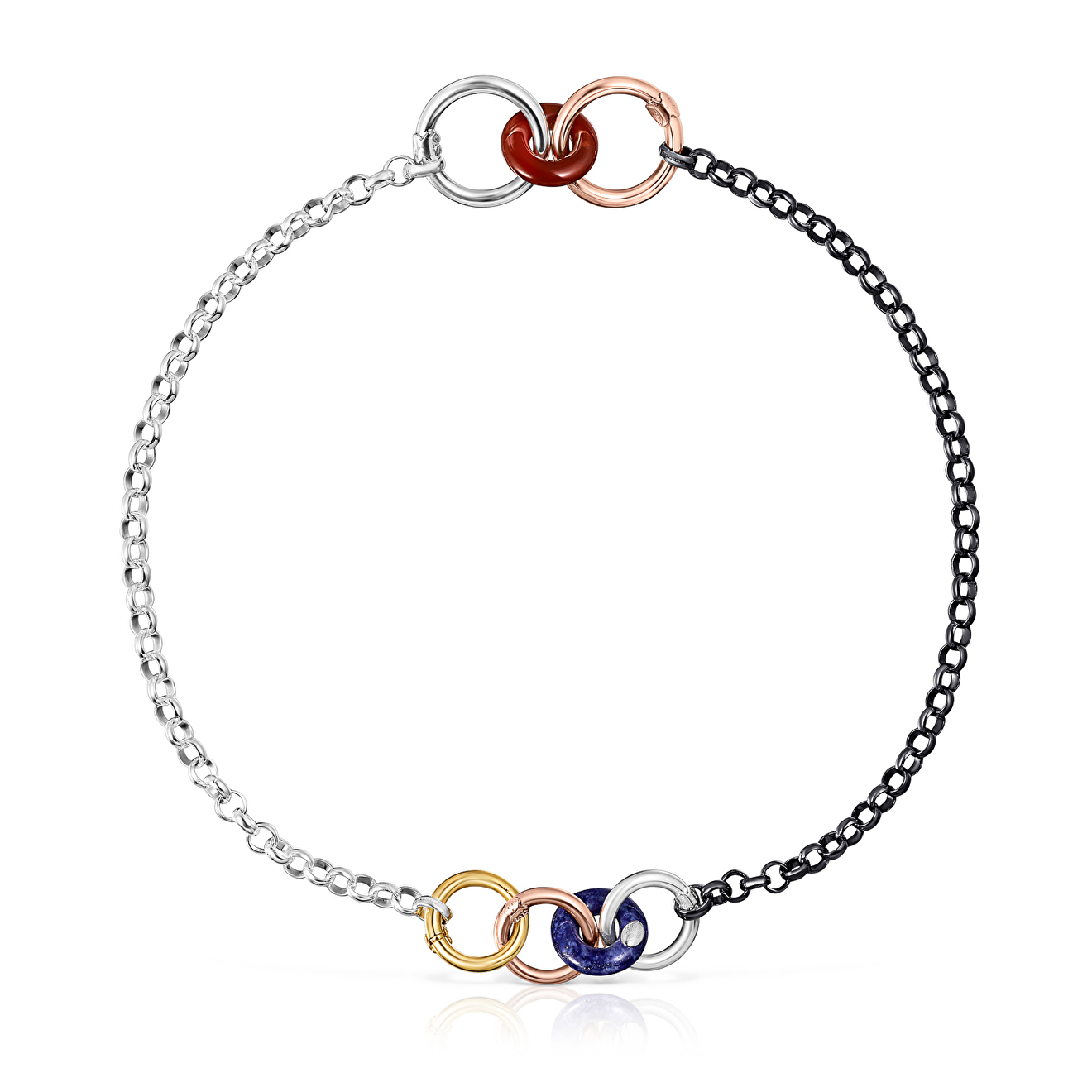 Длинное колье Hold Gems из серебра с полудрагоценными камнями