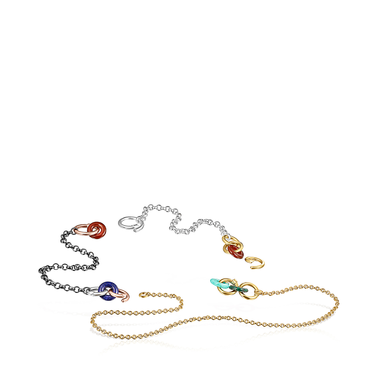 Длинное колье Hold Gems из серебра с полудрагоценными камнями
