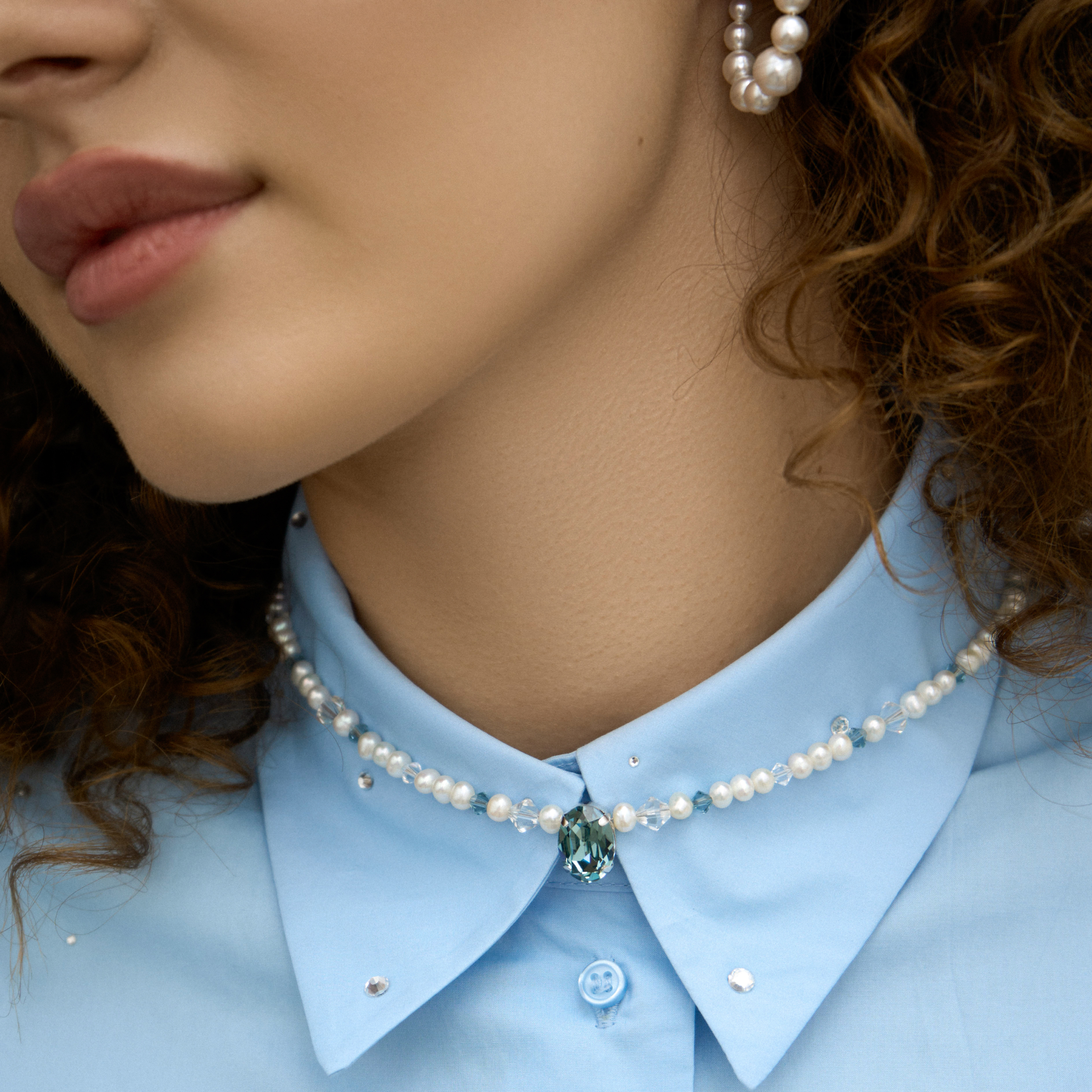 Necklace with river pearls and Indian Dream crystals