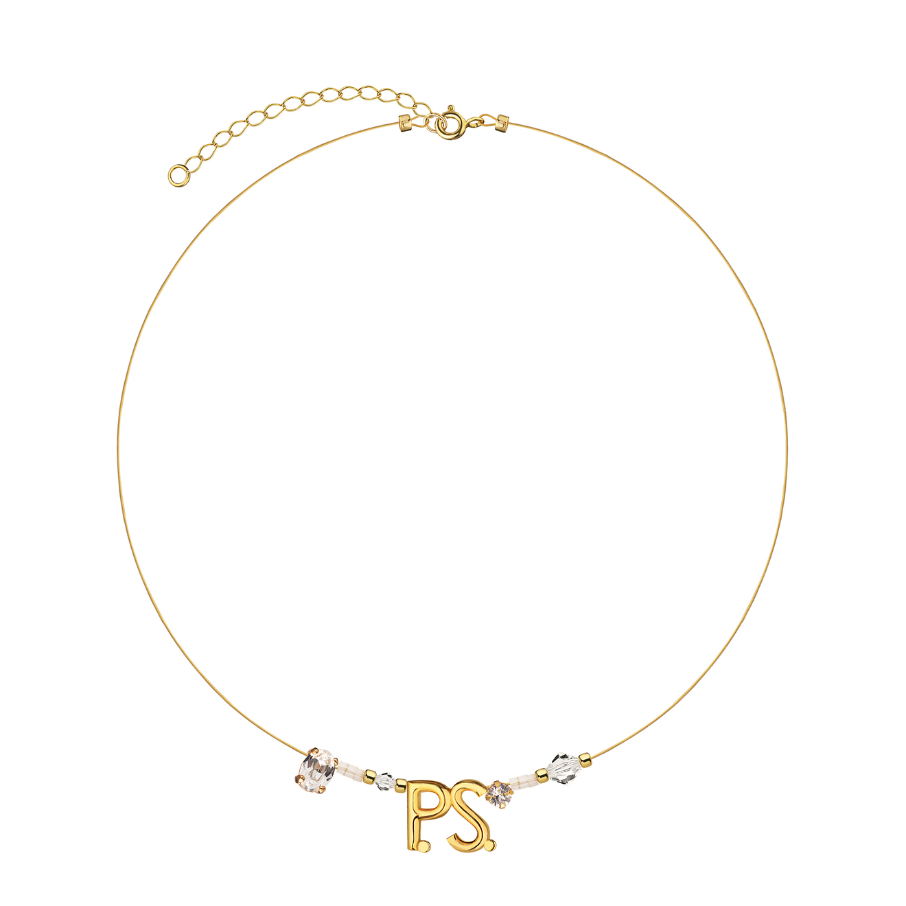 Phenomenal Studio Позолоченный чокер с фирменным логотипом и кристаллами P.S. Mini Gold Necklace колье phenomenal studio love necklace 1 шт