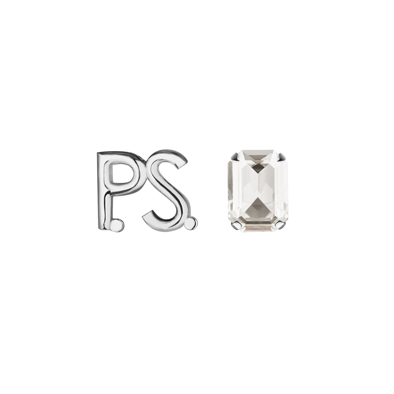 Phenomenal Studio Серьги с фирменным логотипом и крупным кристаллом P.S. Crystal Rhodium phenomenal studio колье love из жемчуга с кристаллом сердцем