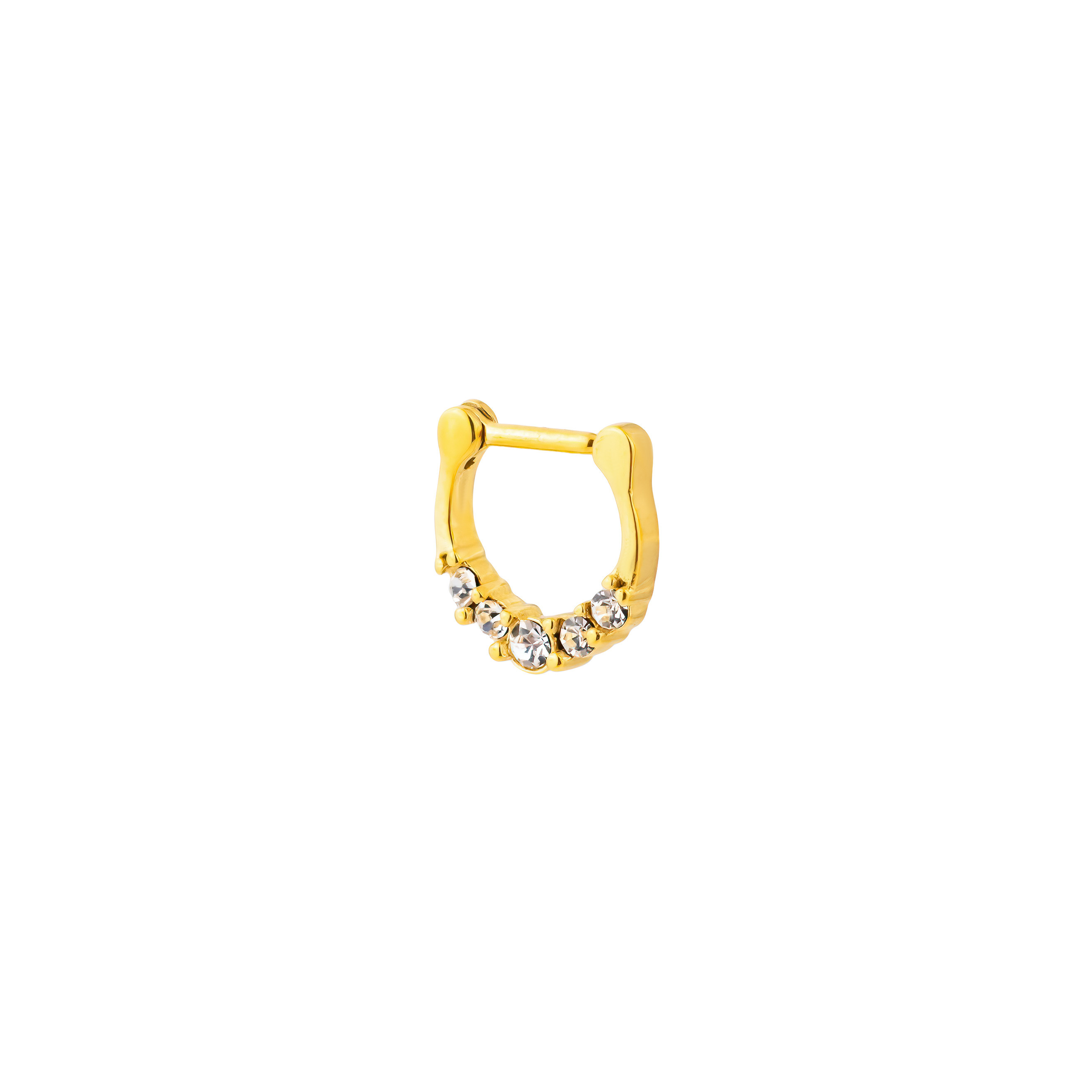 Septum 1.2mm diameter 8mm with five steel stones gilded
