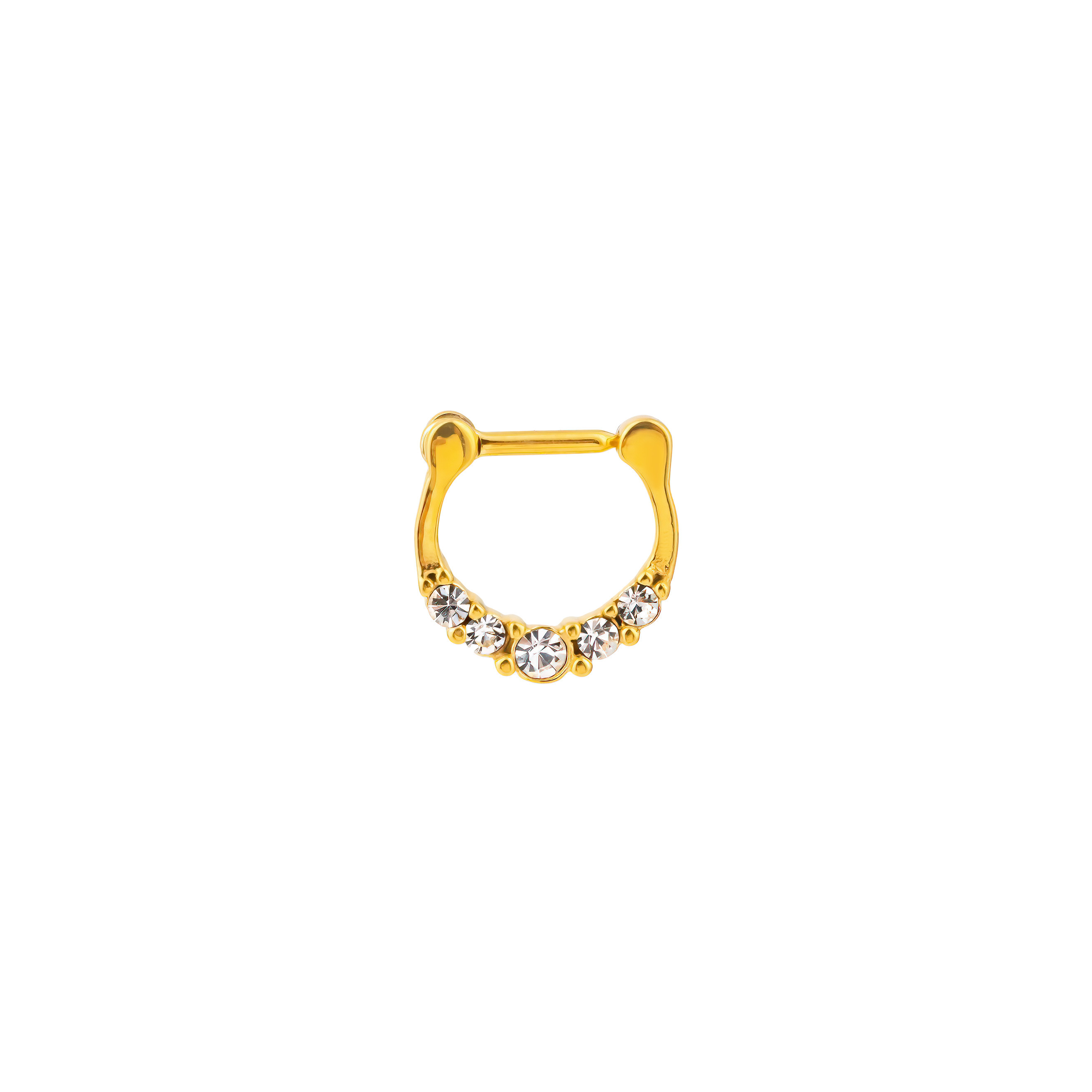 Septum 1.2mm diameter 8mm with five steel stones gilded