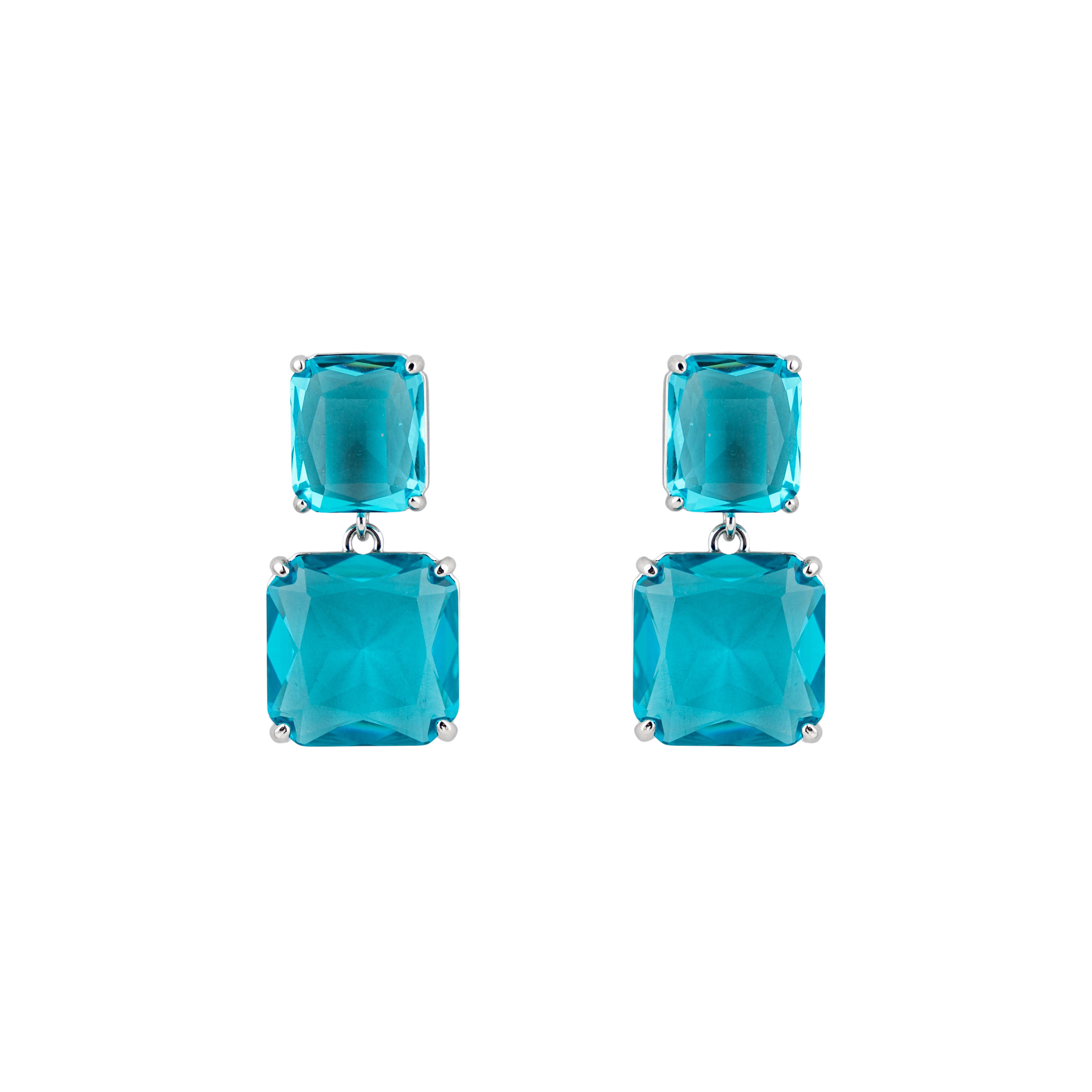 Earrings with large blue crystals