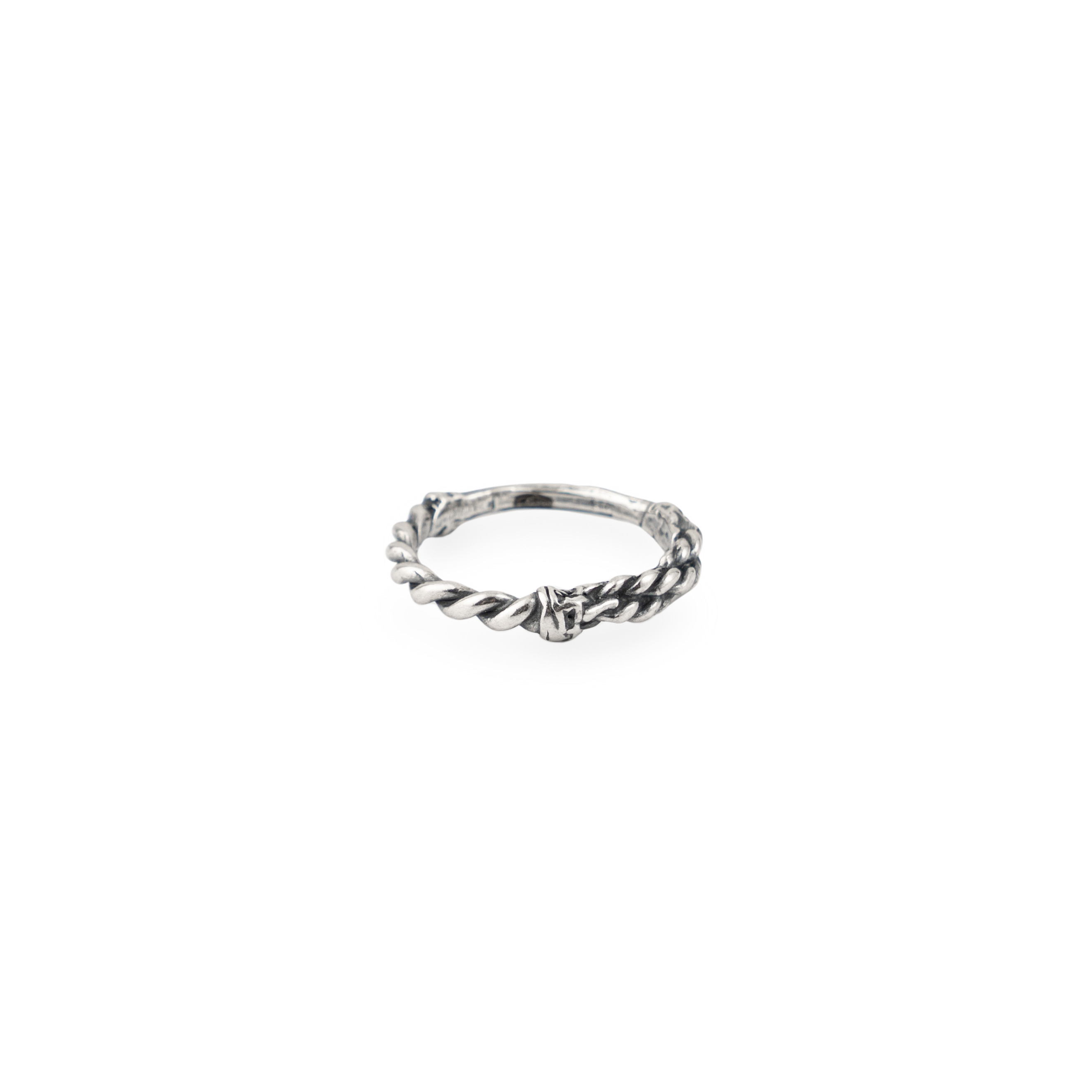 A thin twisted ring made of silver