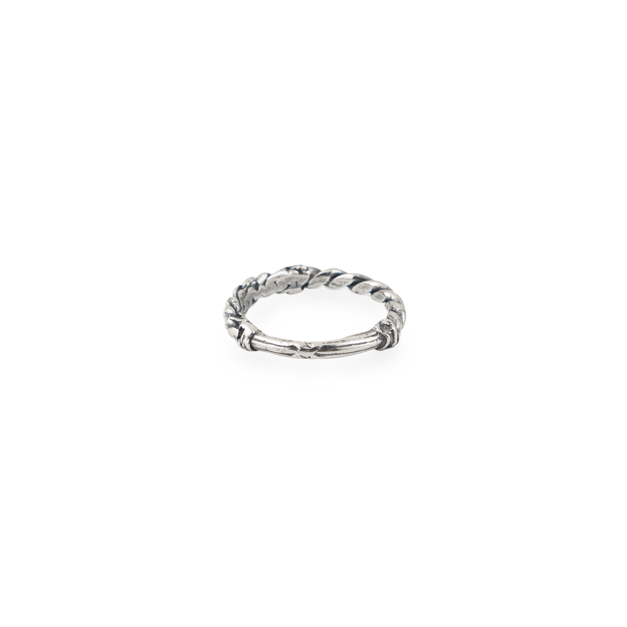 A thin twisted ring made of silver