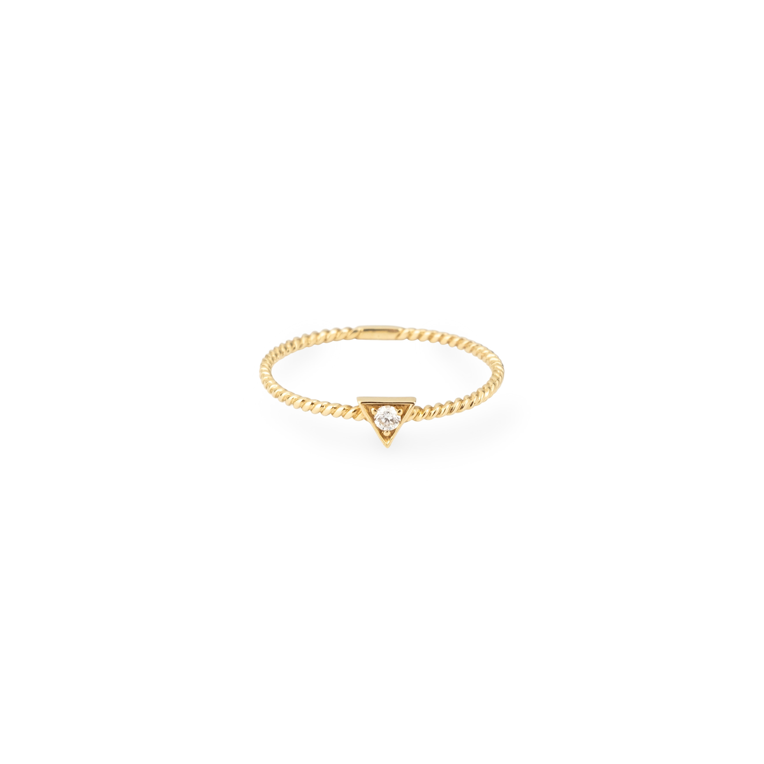 Braided Triangle ring made of gold