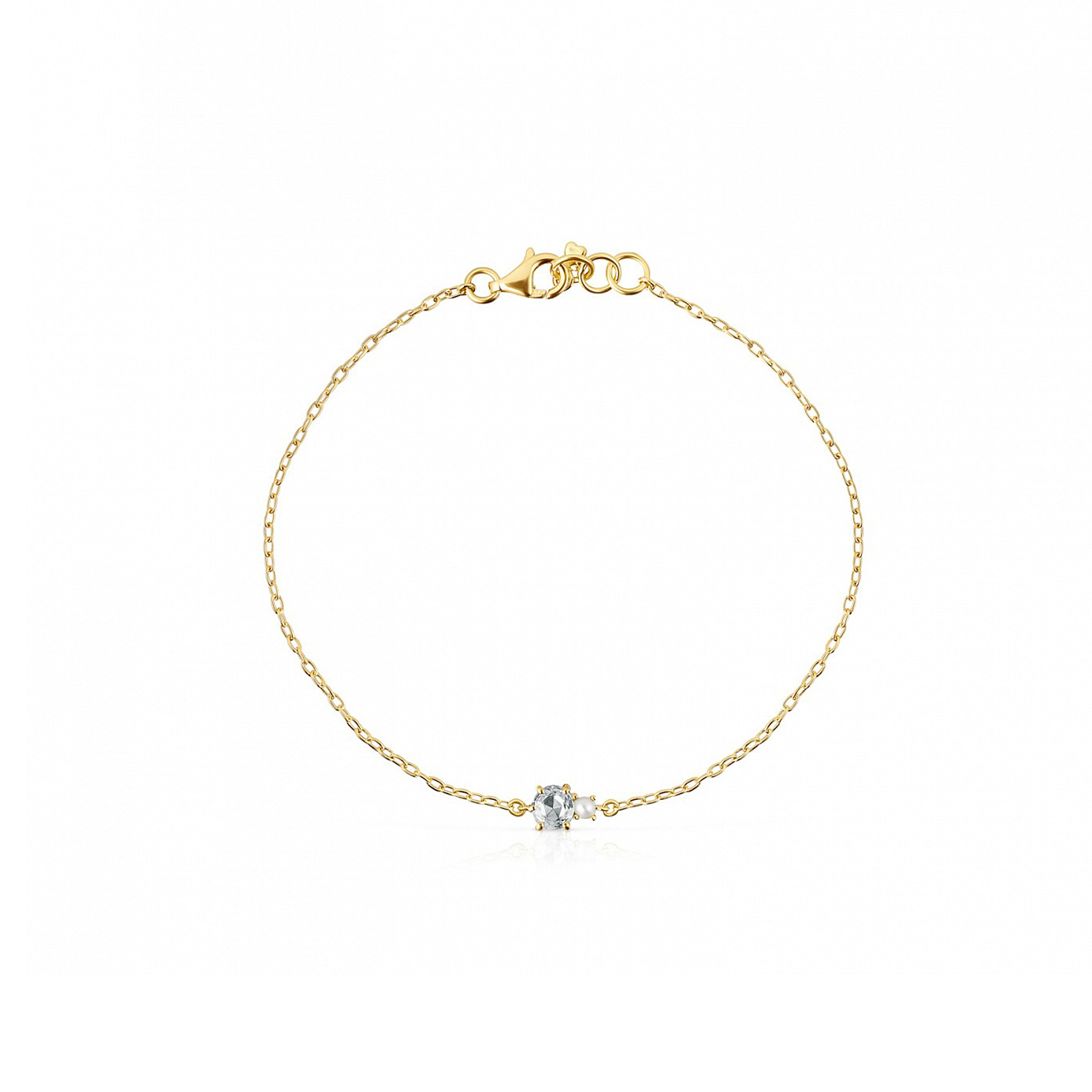 Mini Ivette bracelet in yellow gold with topaz and pearls