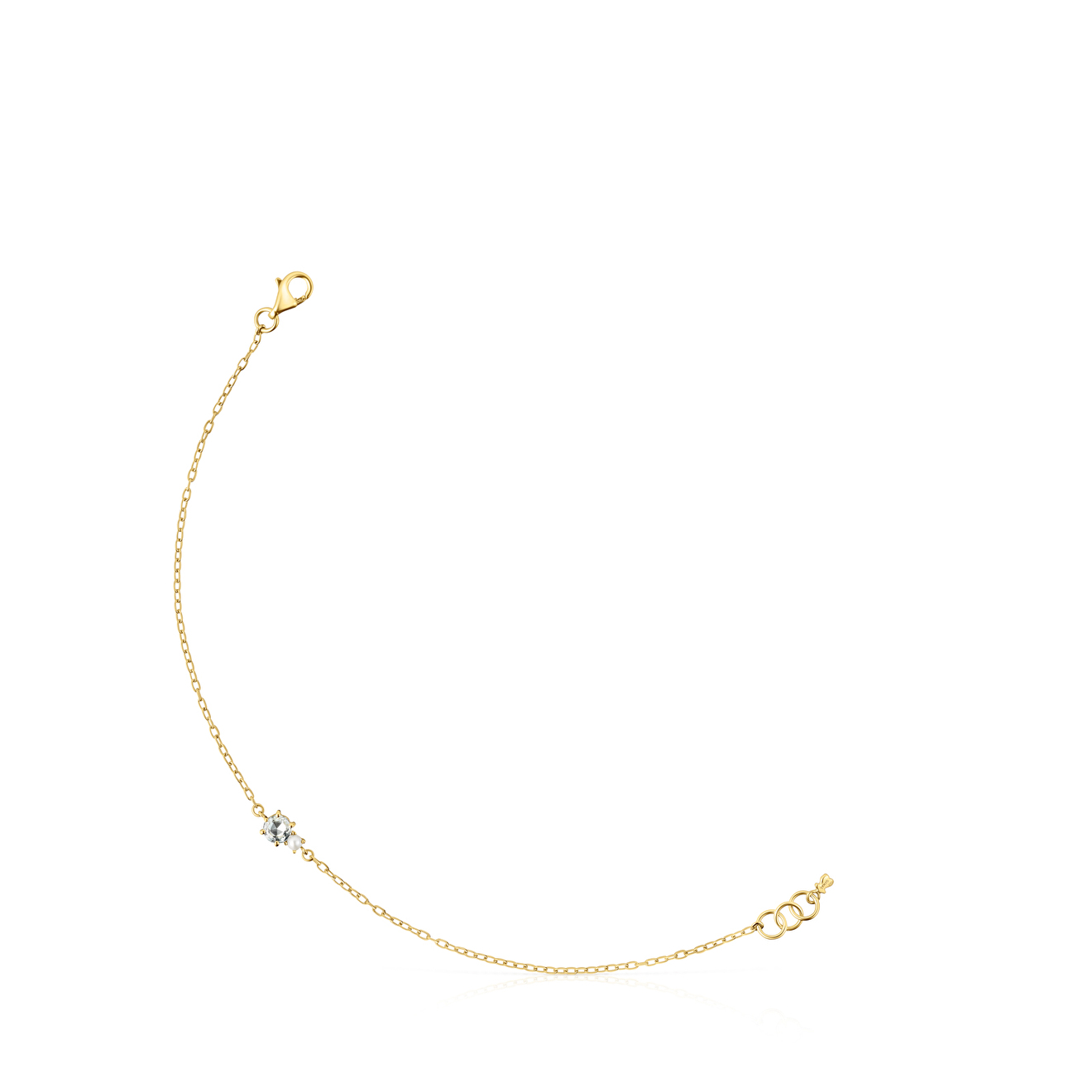 Mini Ivette bracelet in yellow gold with topaz and pearls