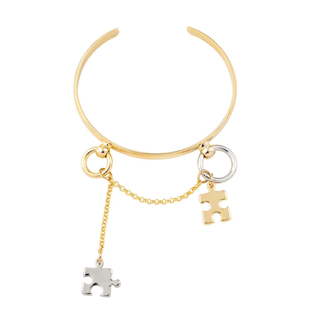 Aqua Золотистый браслет с подвесками-пазлами aqua золотистый браслет с медальоном с сердцем