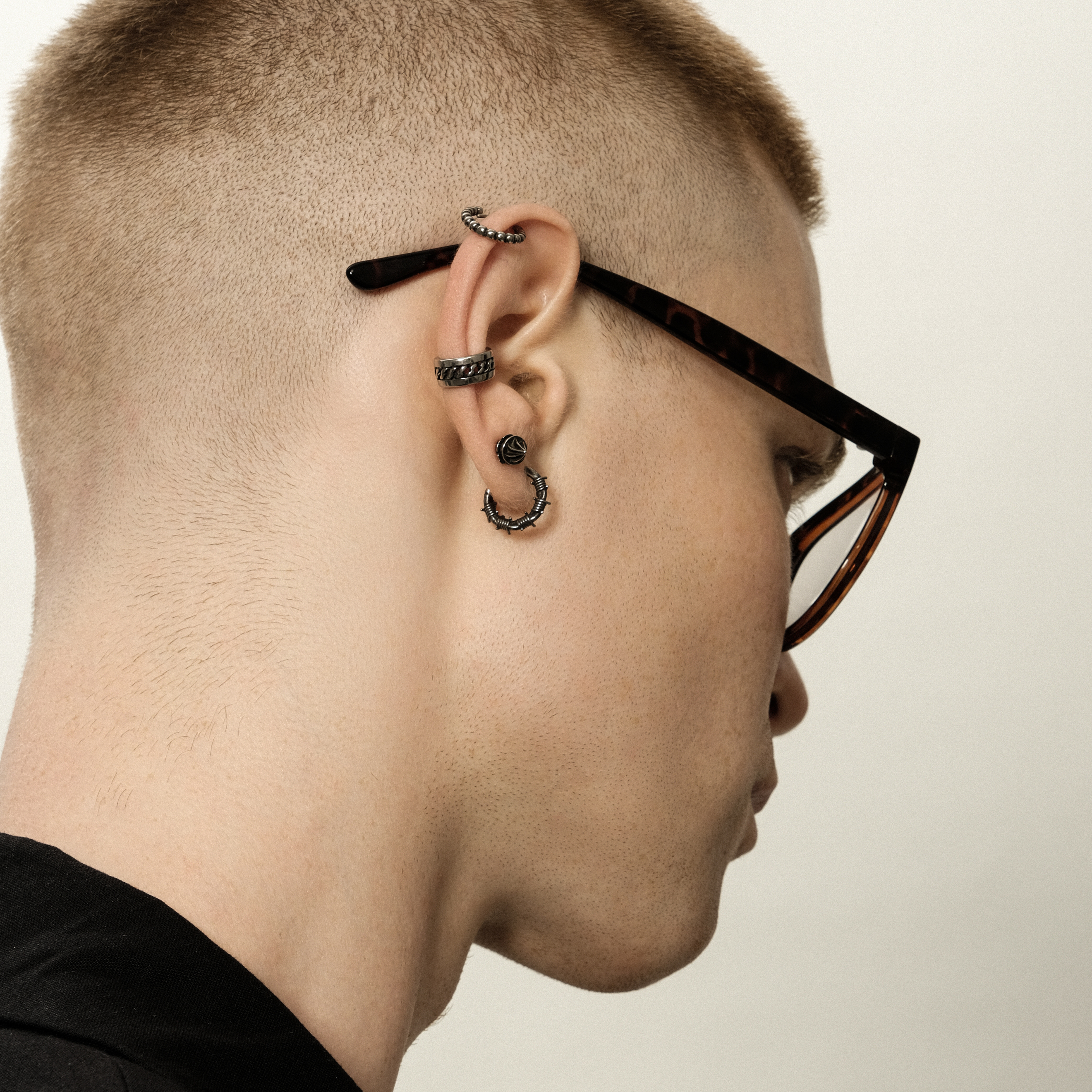 Моносерьга «Бусины» из нержавеющей стали