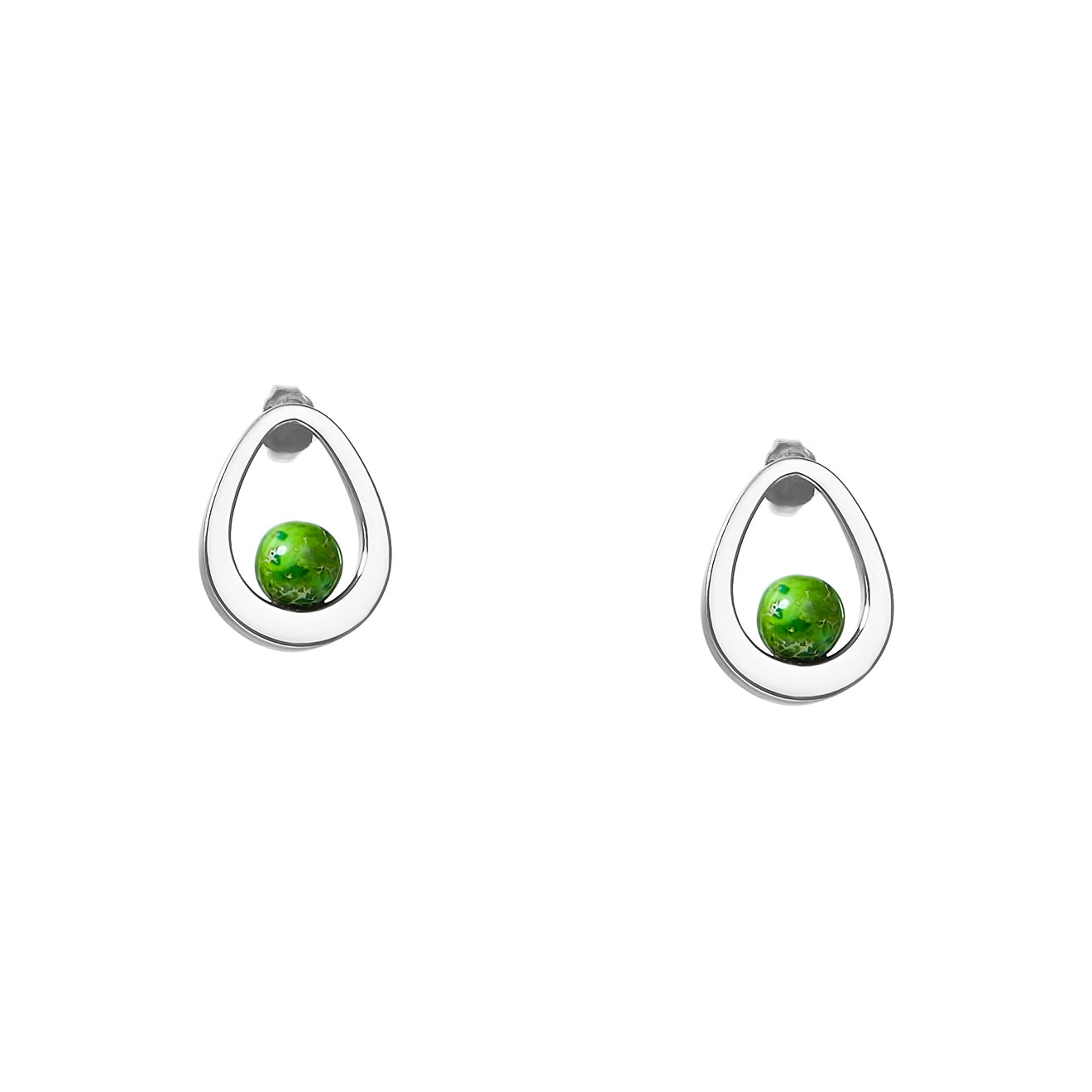 Maximilian Silver Label Малые серьги из серебра «Авокадо» с зелёным варисцитом maximilian silver label кольцо из серебра авокадо с зеленым варисцитом