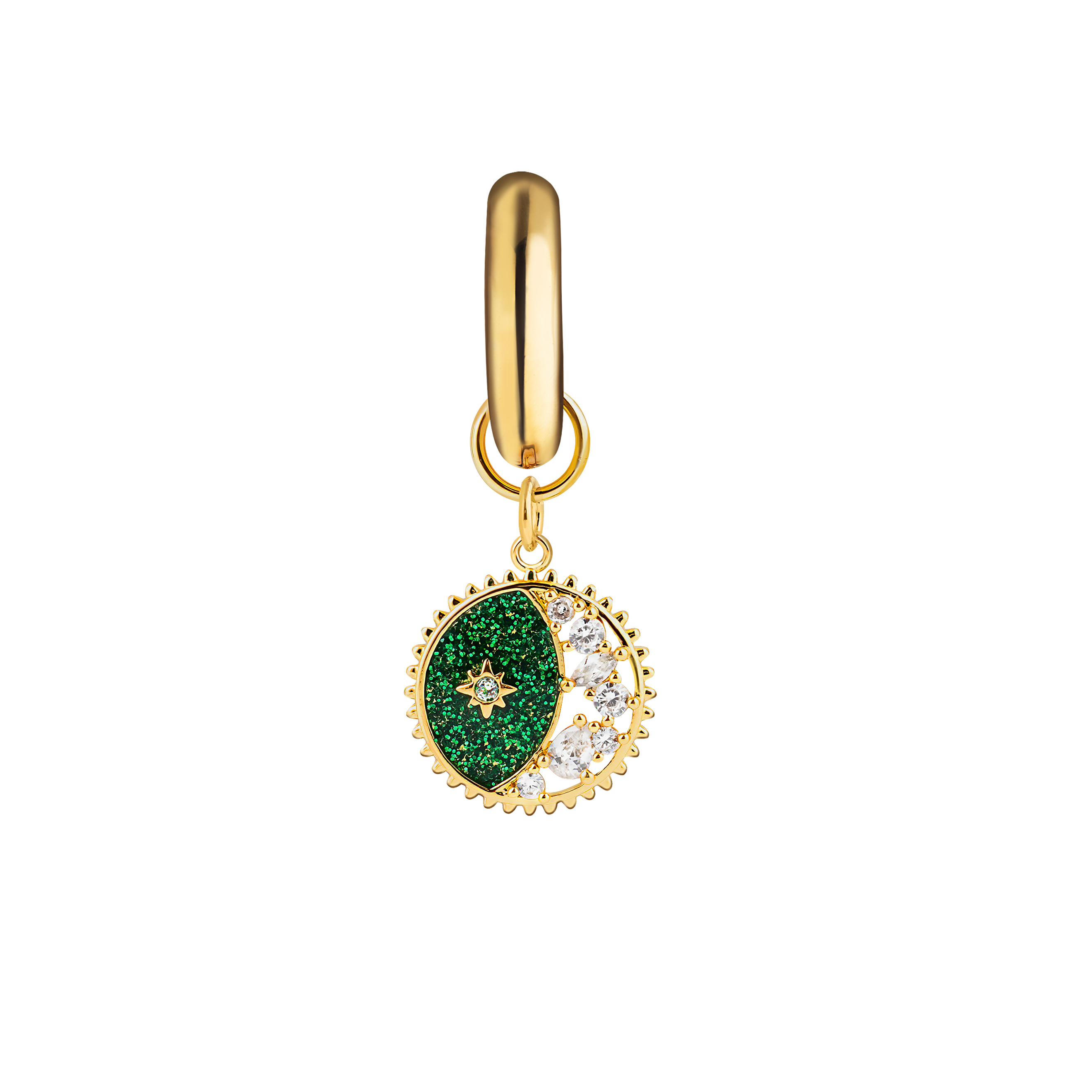Green Crescent Earring