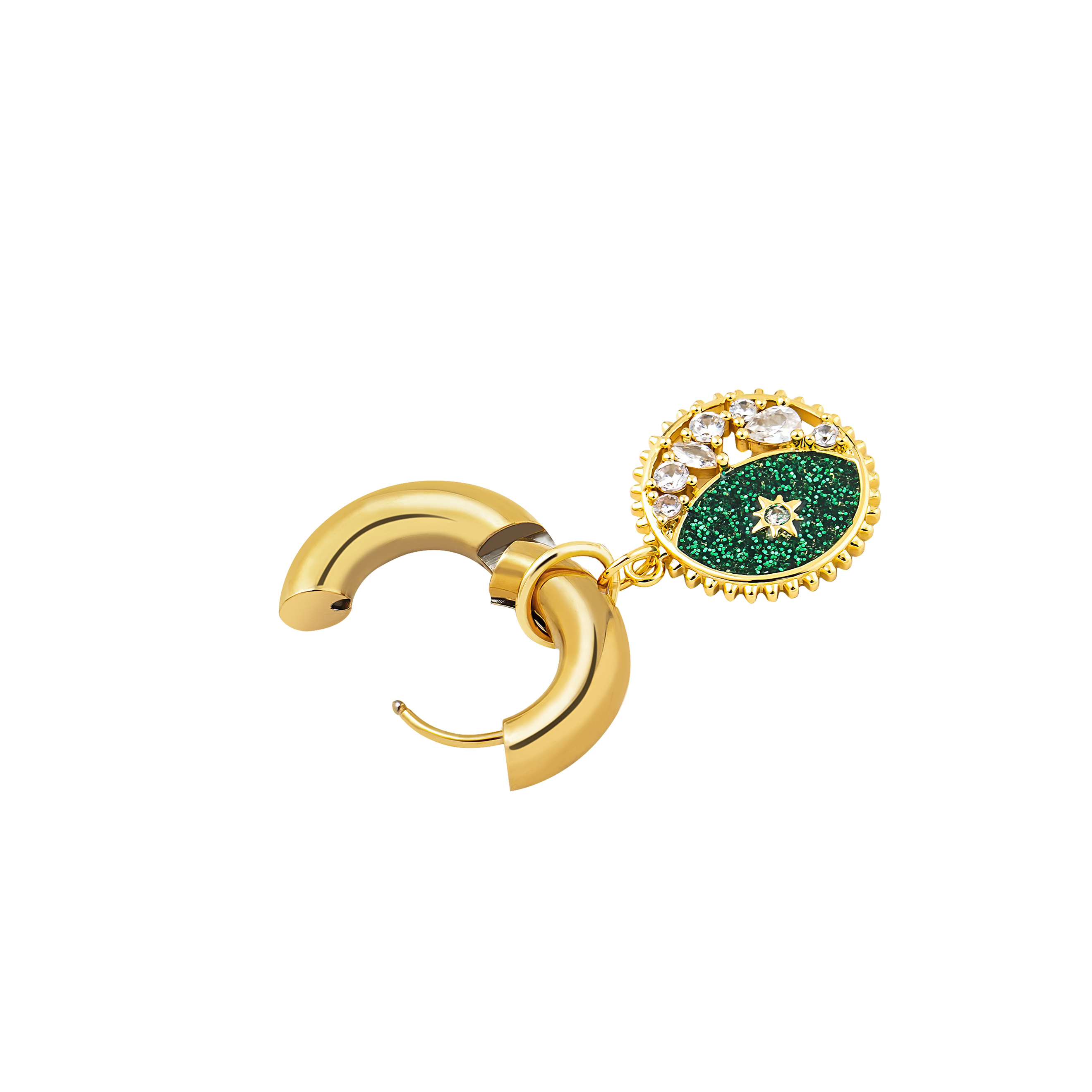 Green Crescent Earring