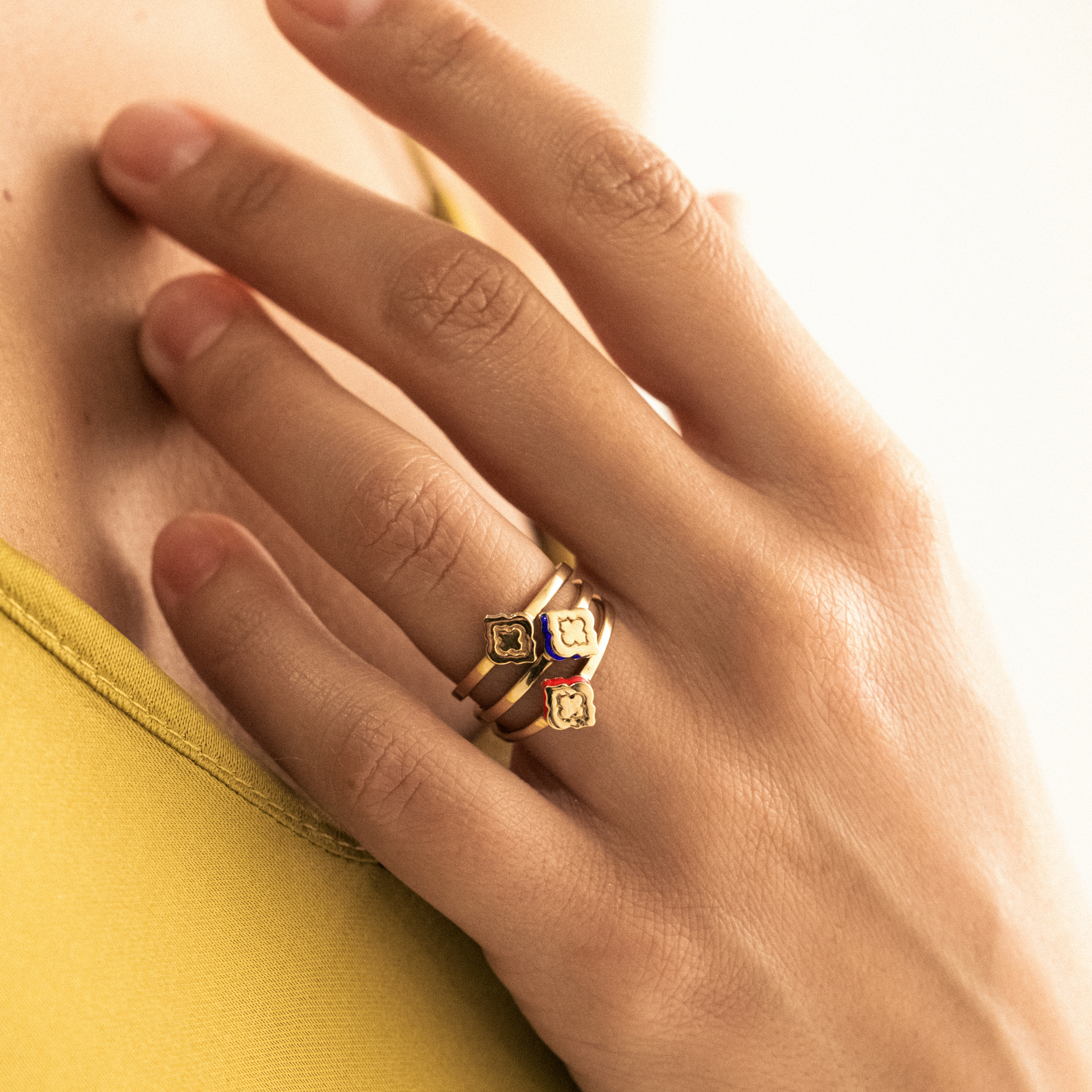 Silver gilded Morocco ring with pink enamel