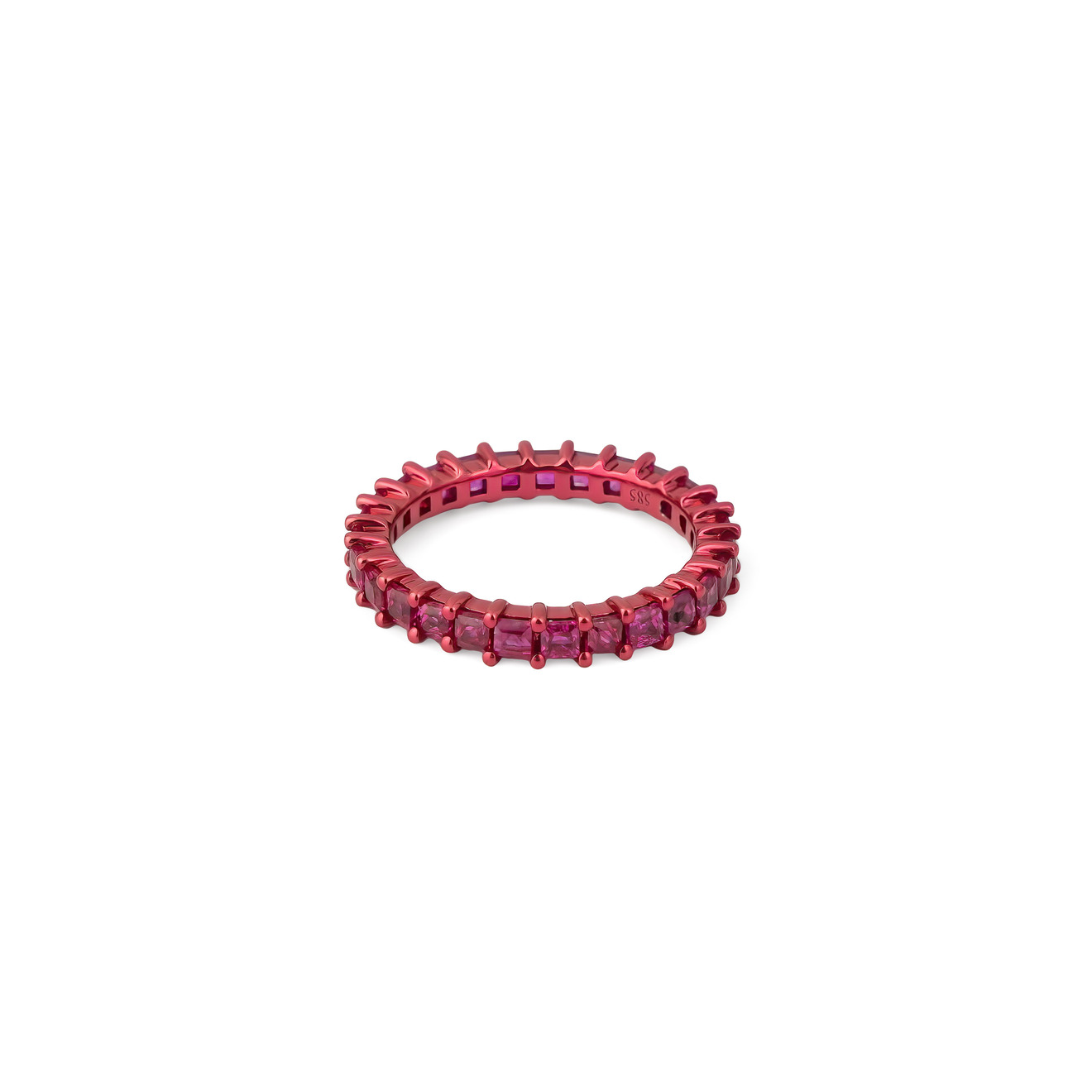 35.02 Кольцо из золота с розовым покрытием из нанокерамики и квадратными рубинами