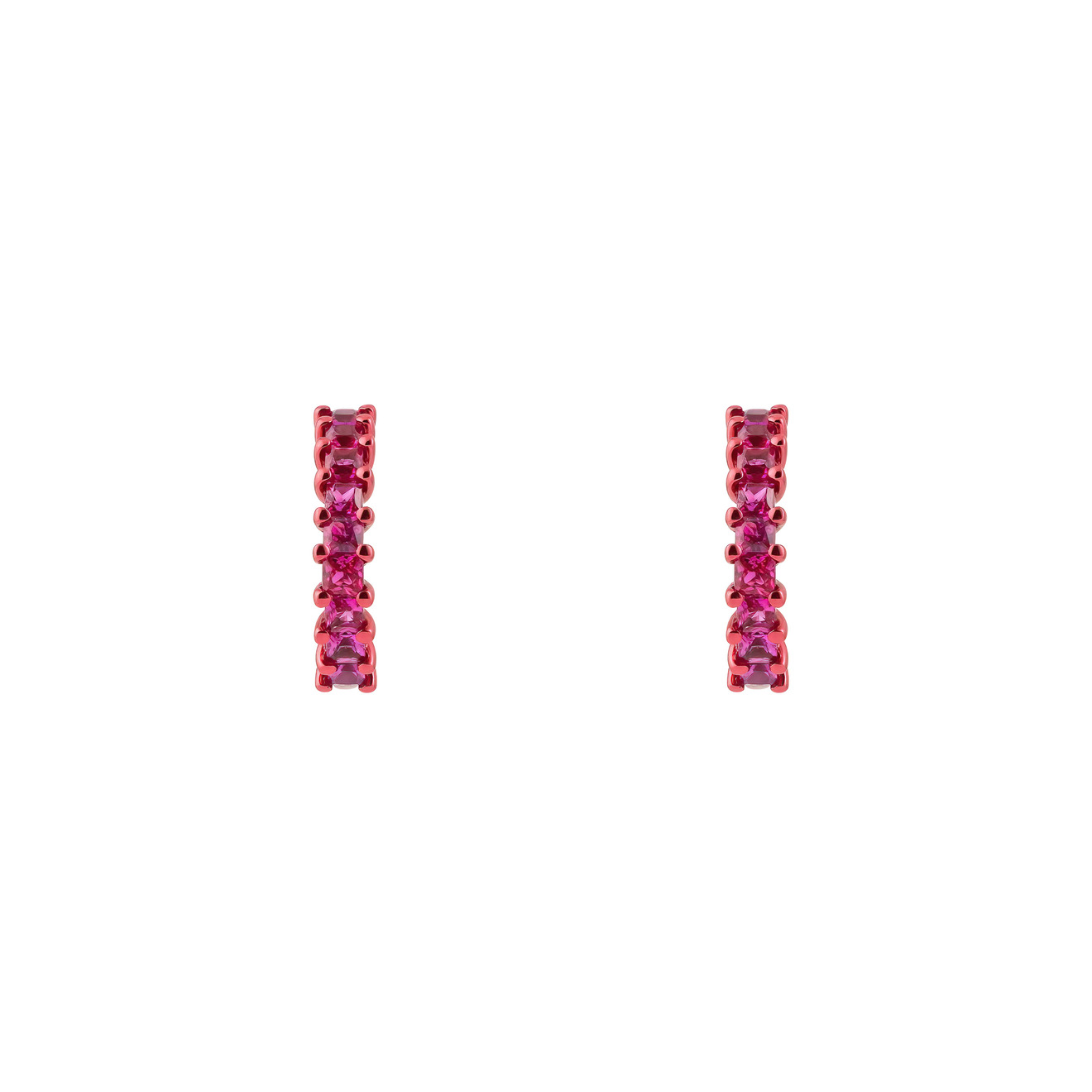 35.02 Маленькие серьги из золота с розовым покрытием из нанокерамики и рубинами