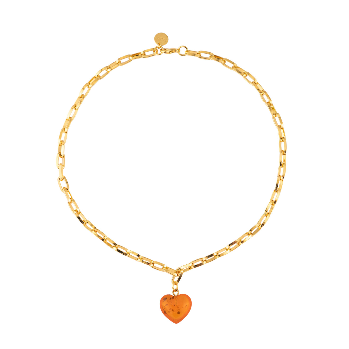 Marni Золотистое колье цепь с оранжевой подвеской сердце цена и фото