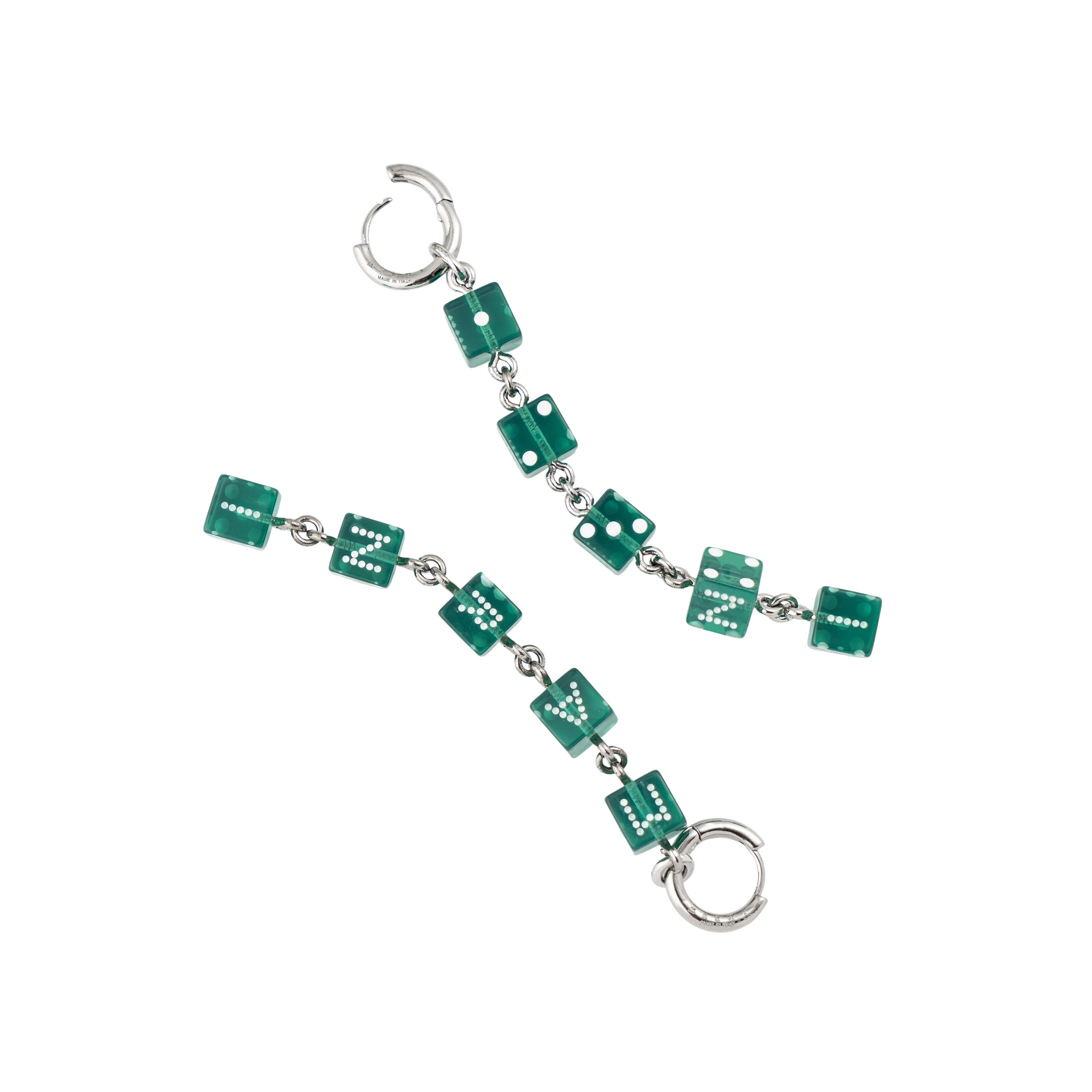 Длинные серебристые серьги с бирюзовыми бусинами Marni
