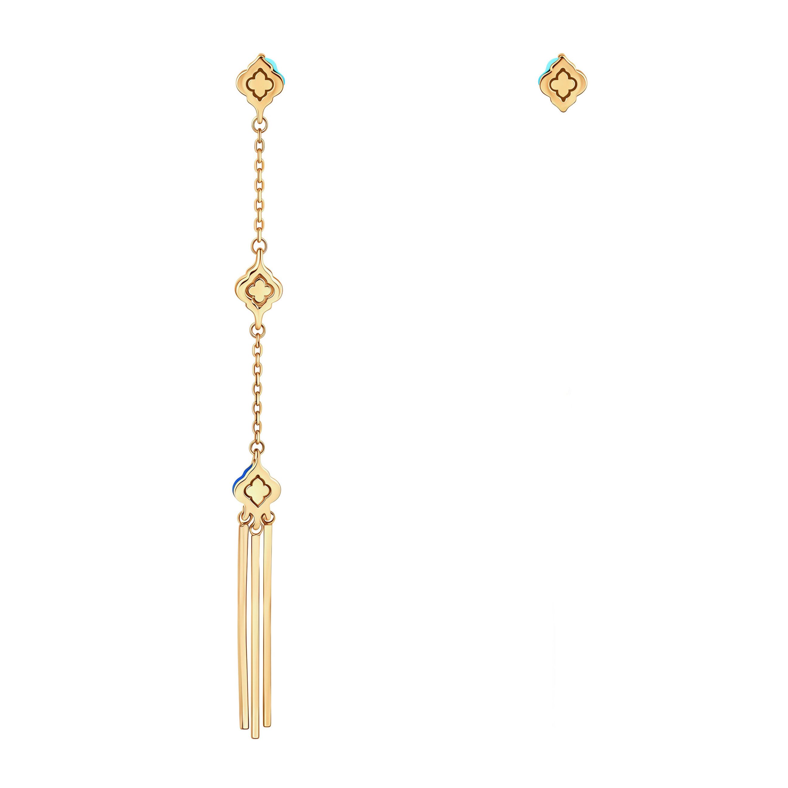 Асимметричные серьги LUTA Jewelry Серебряные асимметричные позолоченные серьги Марокко