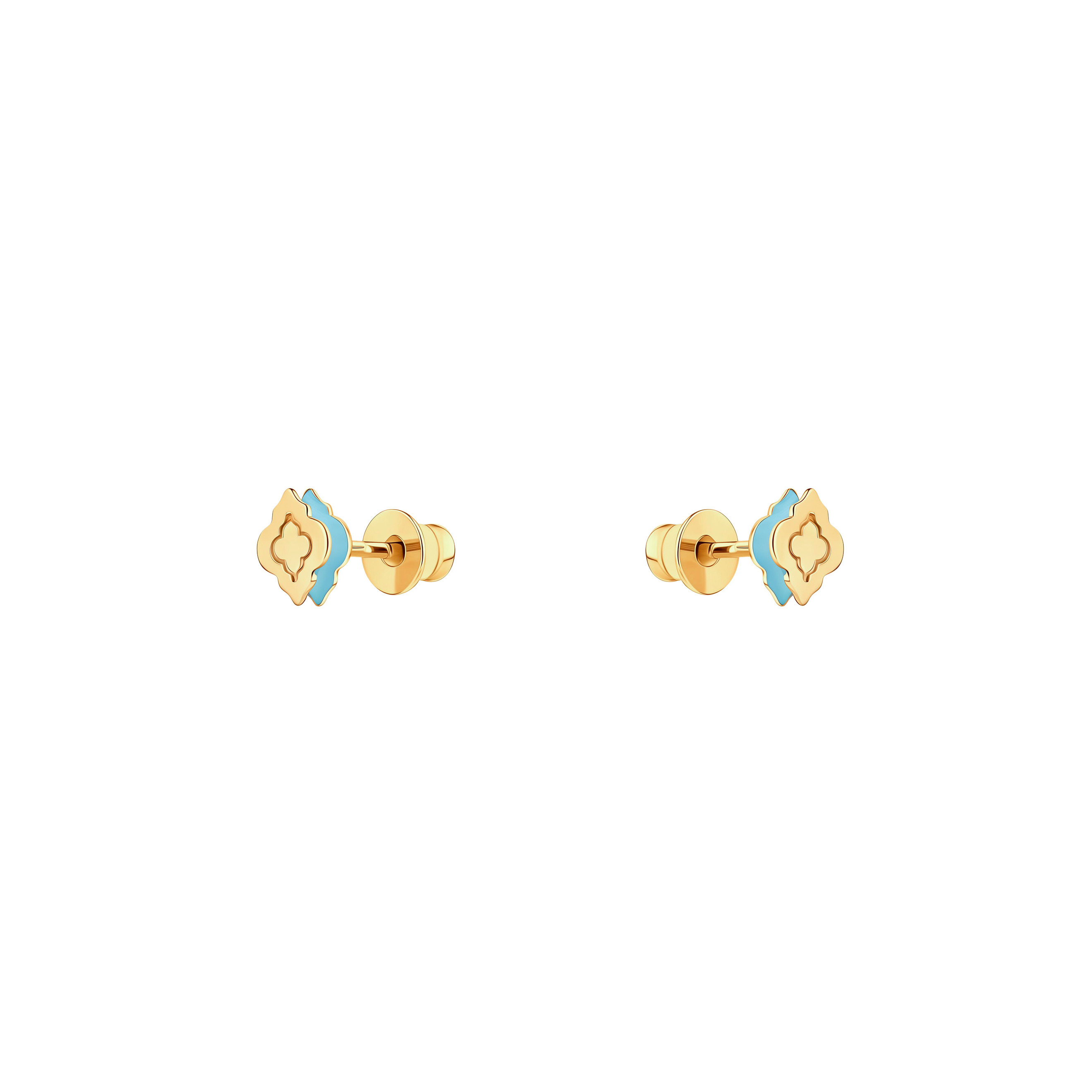 Пусеты LUTA Jewelry Серебряные позолоченные пусеты Марокко с бирюзовой эмалью