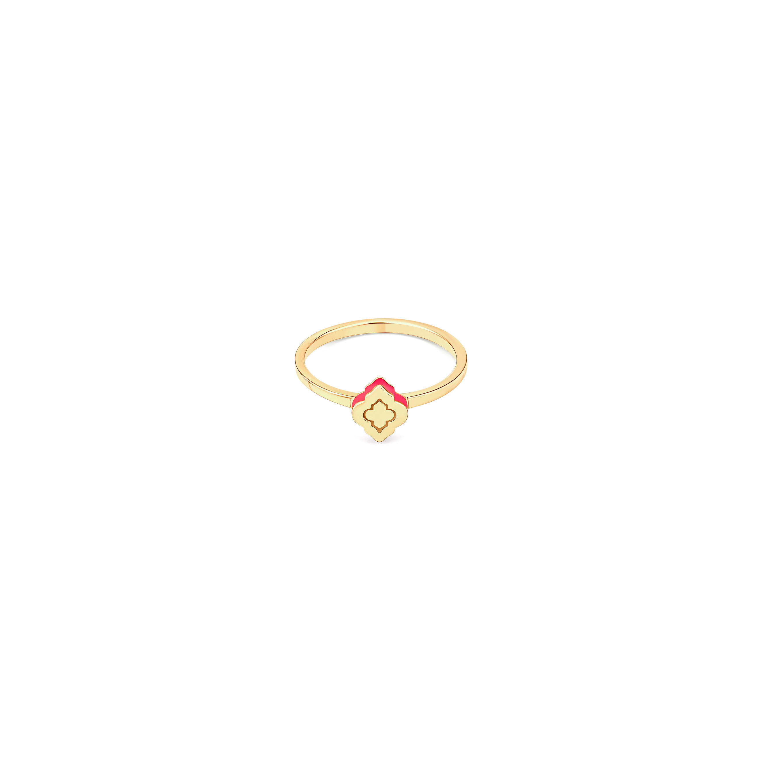Silver gilded Morocco ring with pink enamel