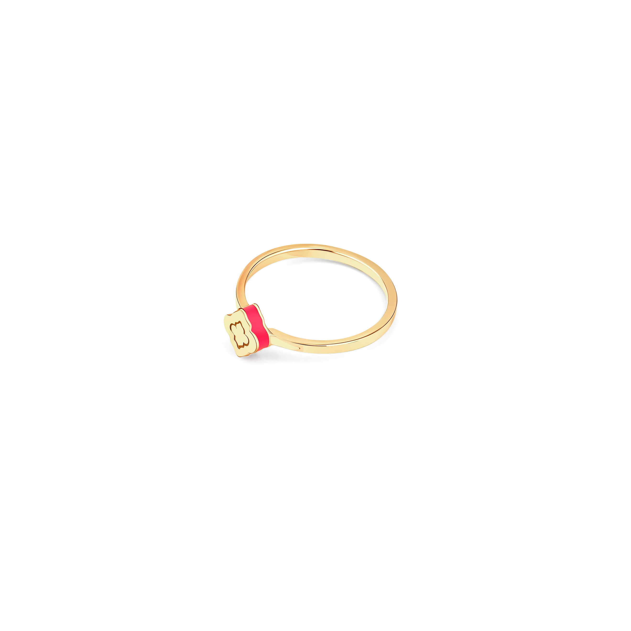 Silver gilded Morocco ring with pink enamel