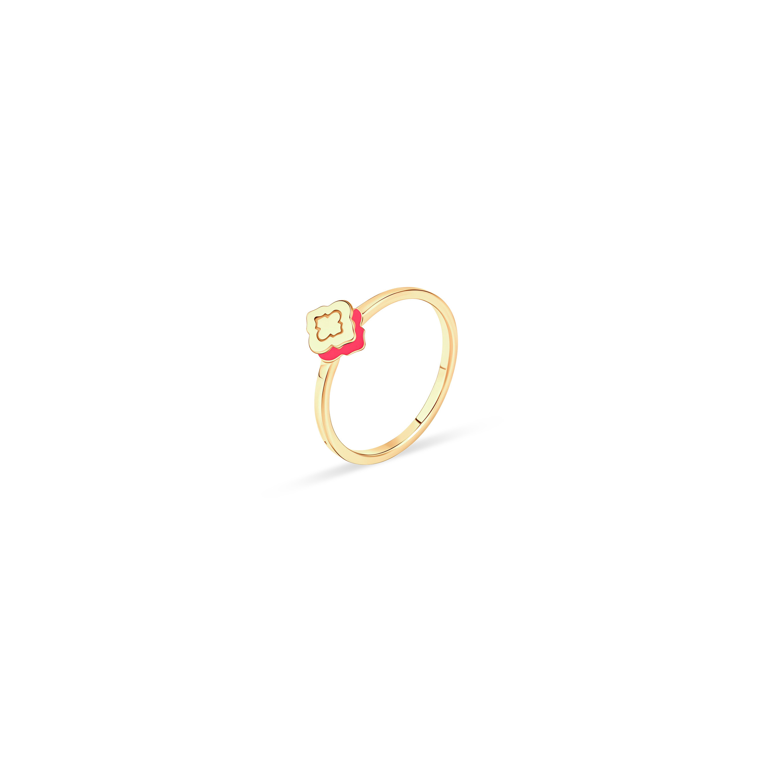 Silver gilded Morocco ring with pink enamel
