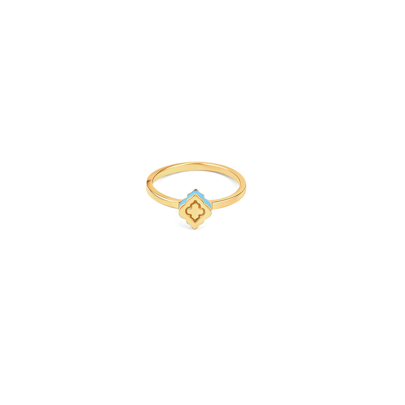 Тонкие кольца LUTA Jewelry Серебряное кольцо Марокко с бирюзовой эмалью и позолотой