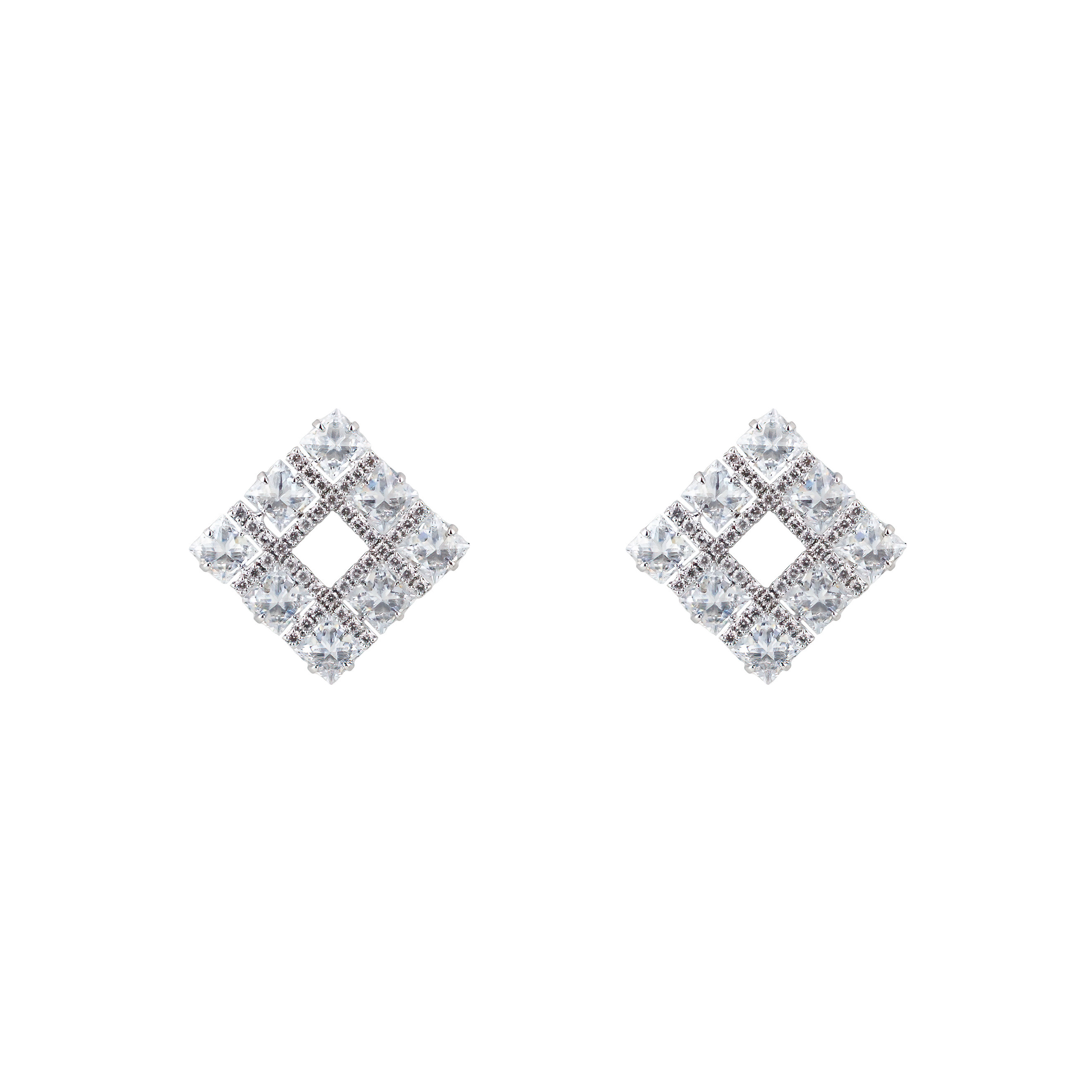 Square earrings with crystals