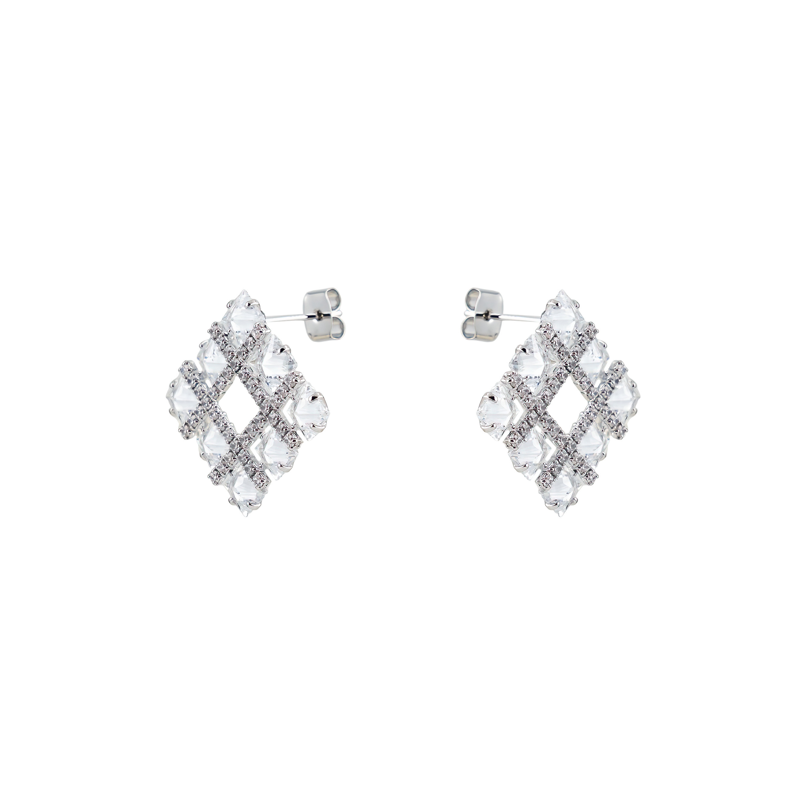 Square earrings with crystals