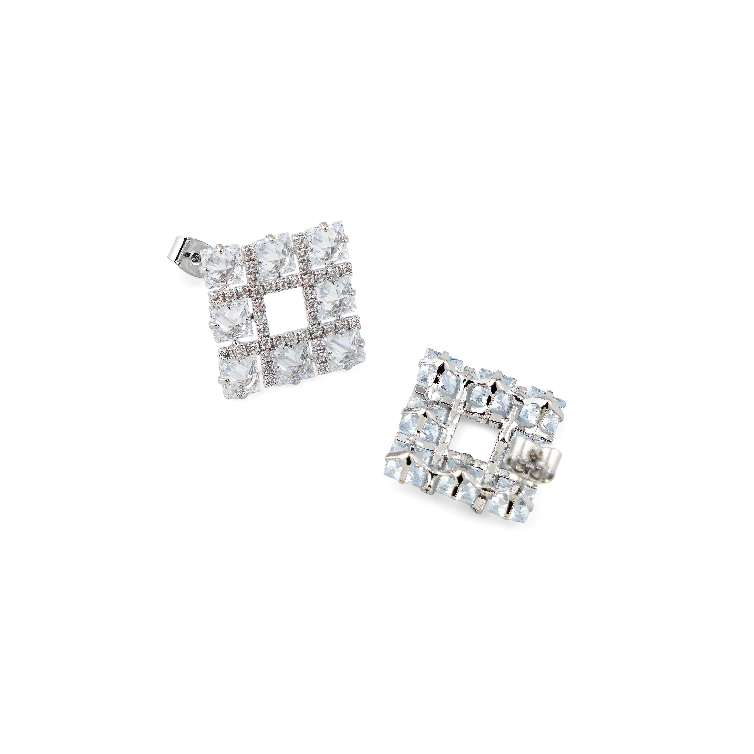 Square earrings with crystals