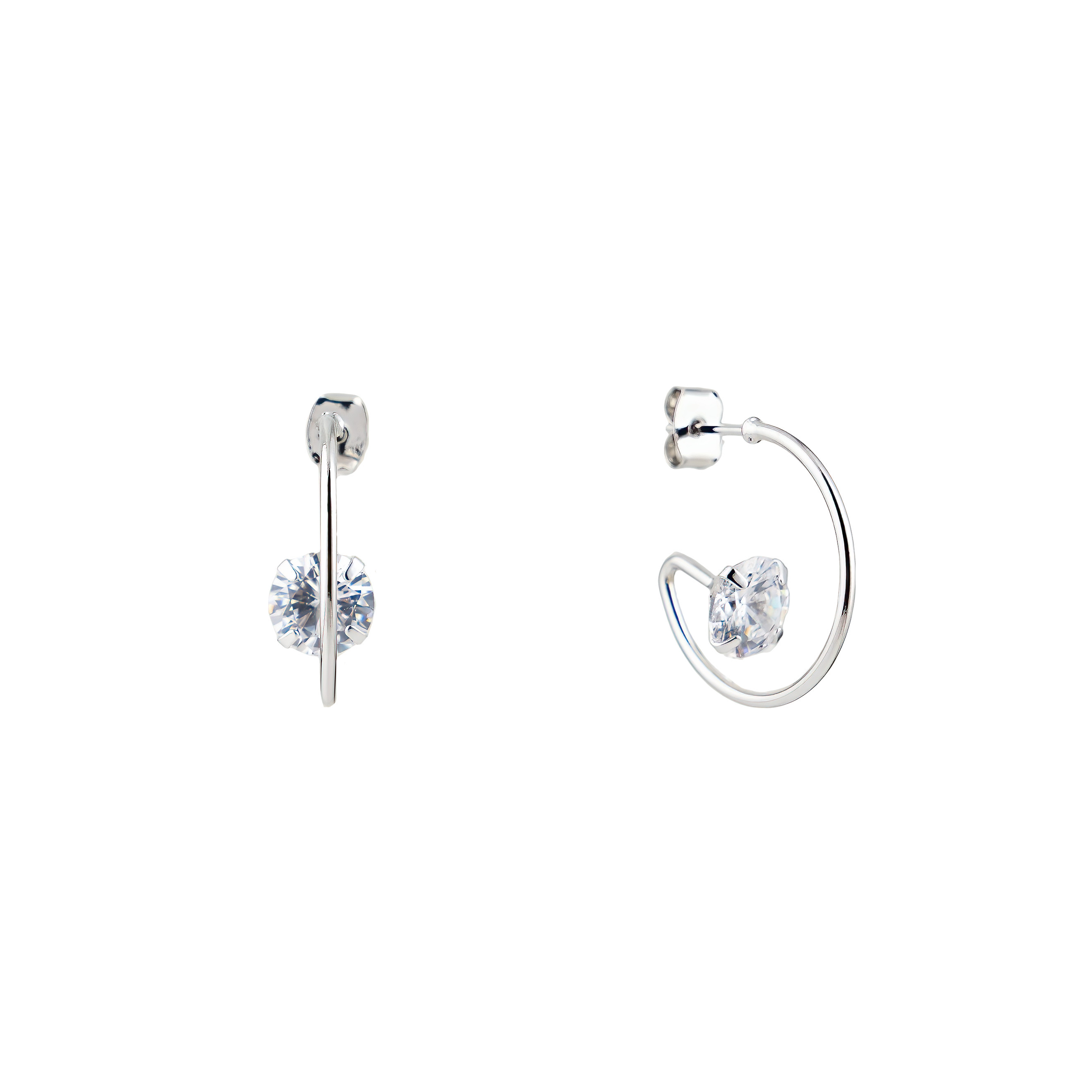 Silver Hoop earrings with crystal