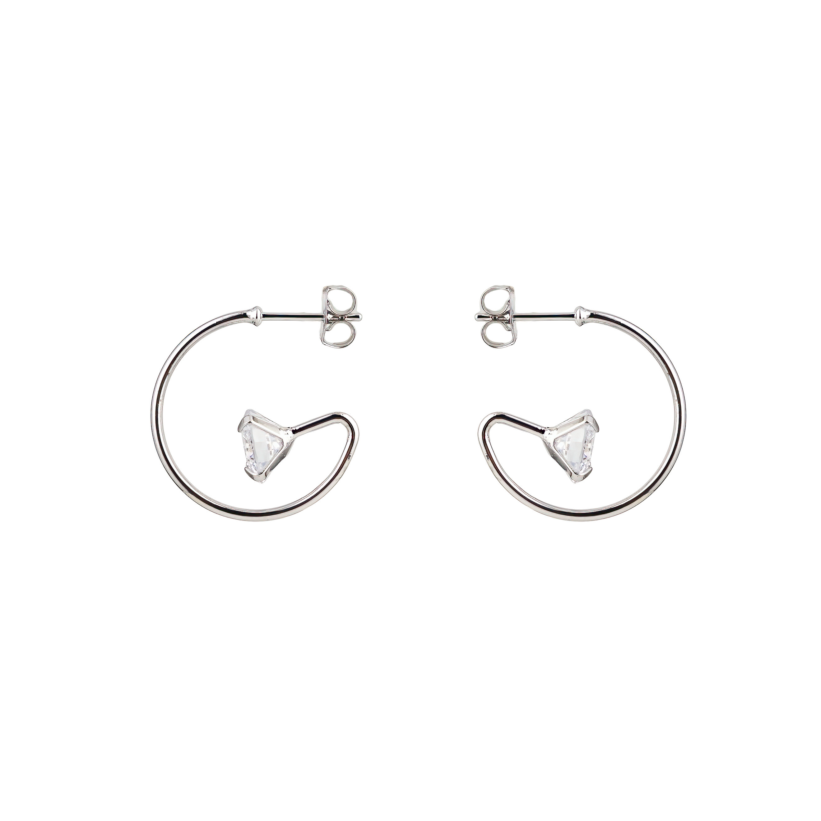 Silver Hoop earrings with crystal