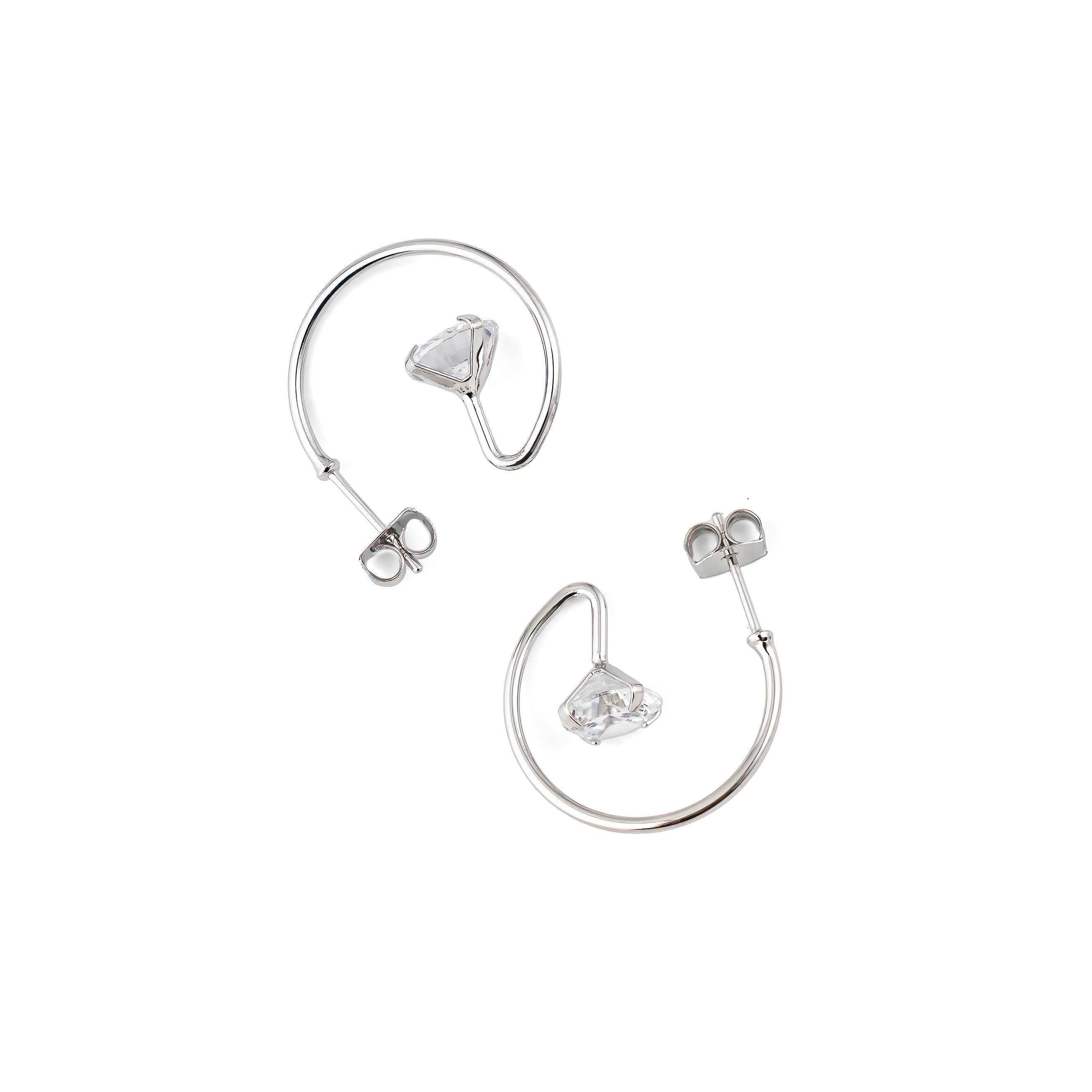 Silver Hoop earrings with crystal