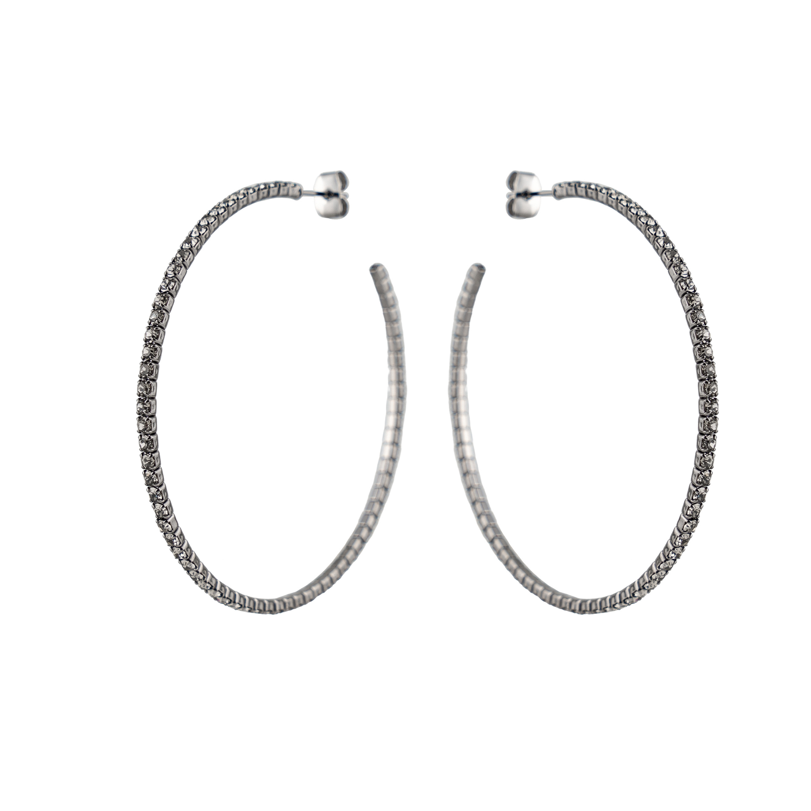 Black hoop earrings with crystals