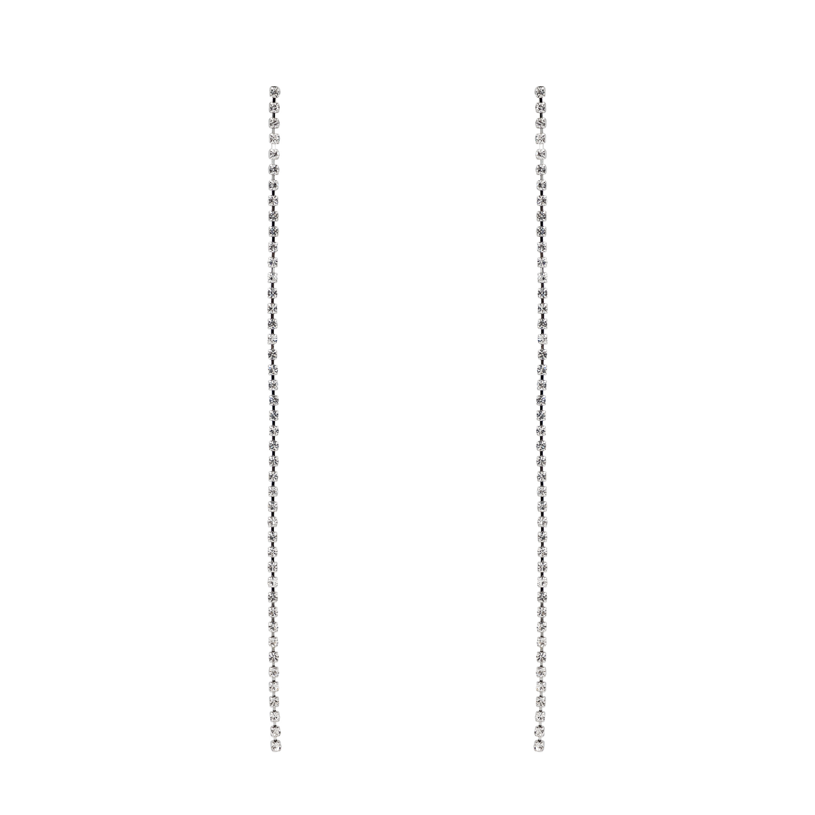 Thin silver-tone earrings with crystals