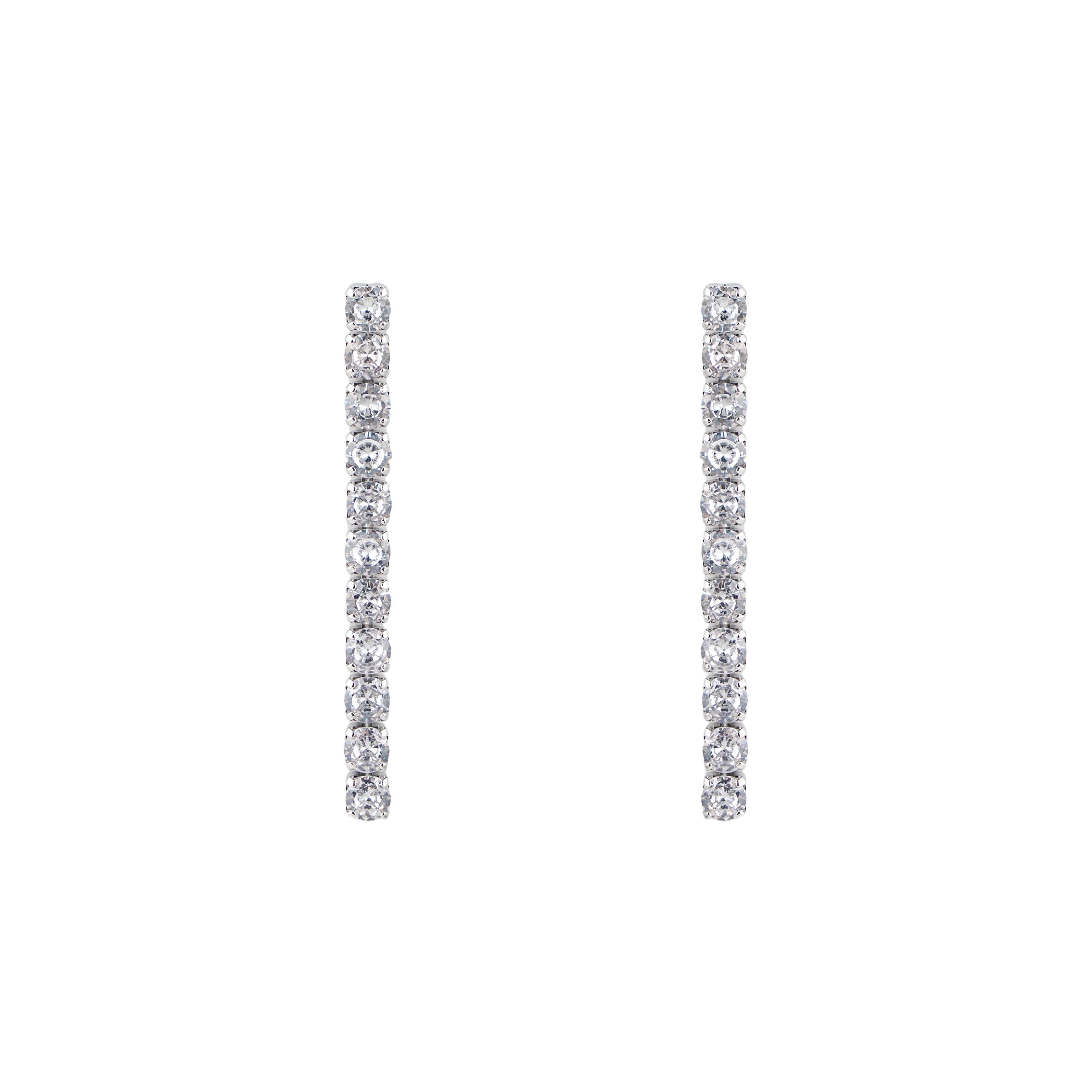 Large silver earrings with crystals