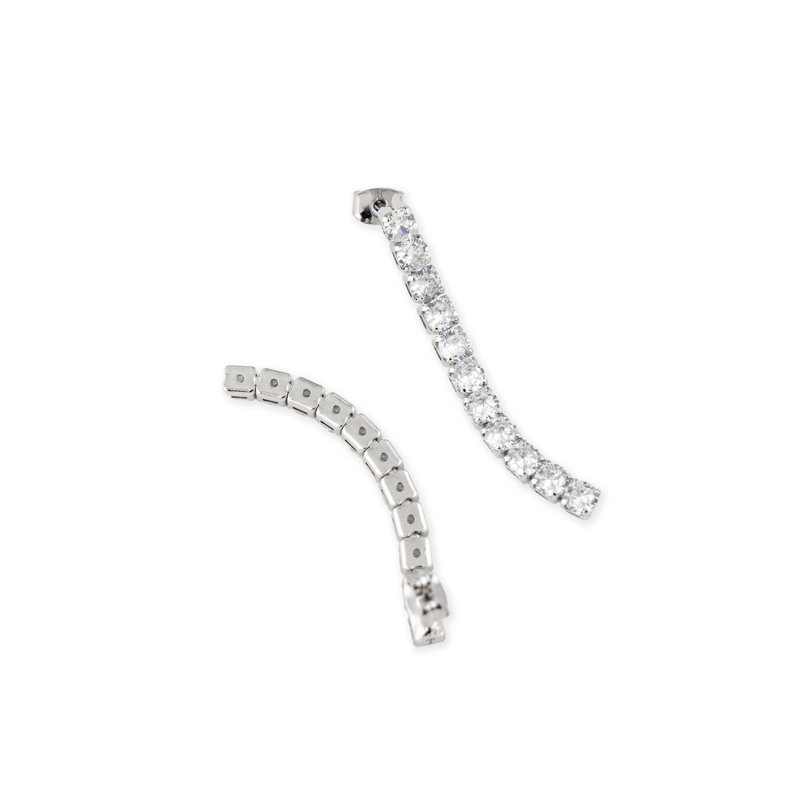 Large silver earrings with crystals
